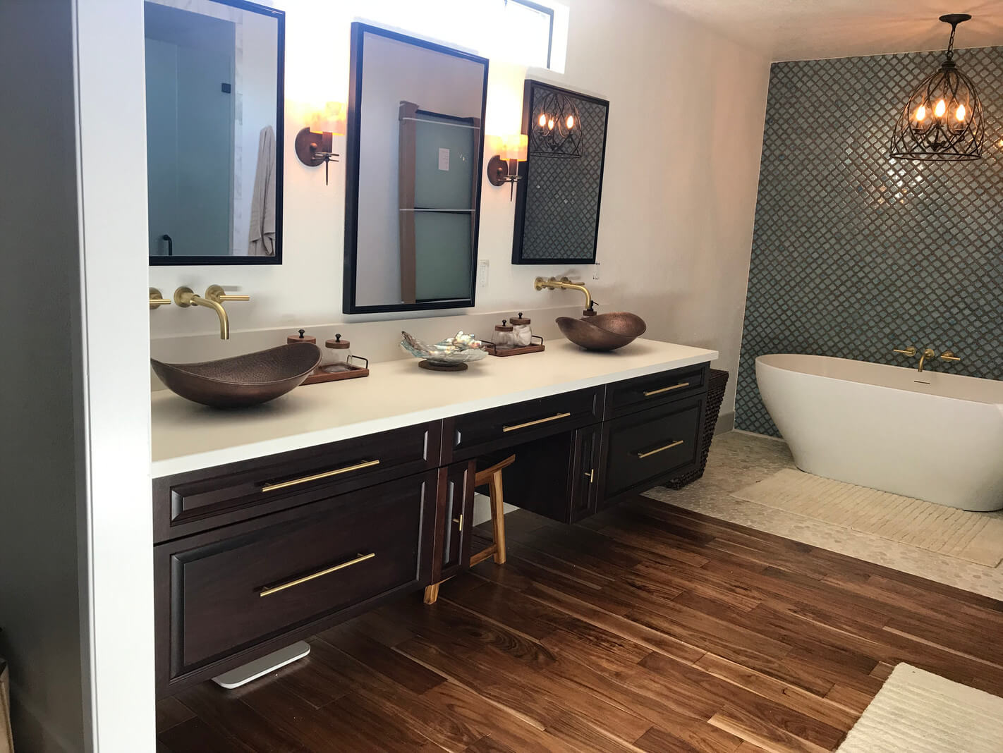 Custom Bathroom Vanity - Dark Brown Cabinet