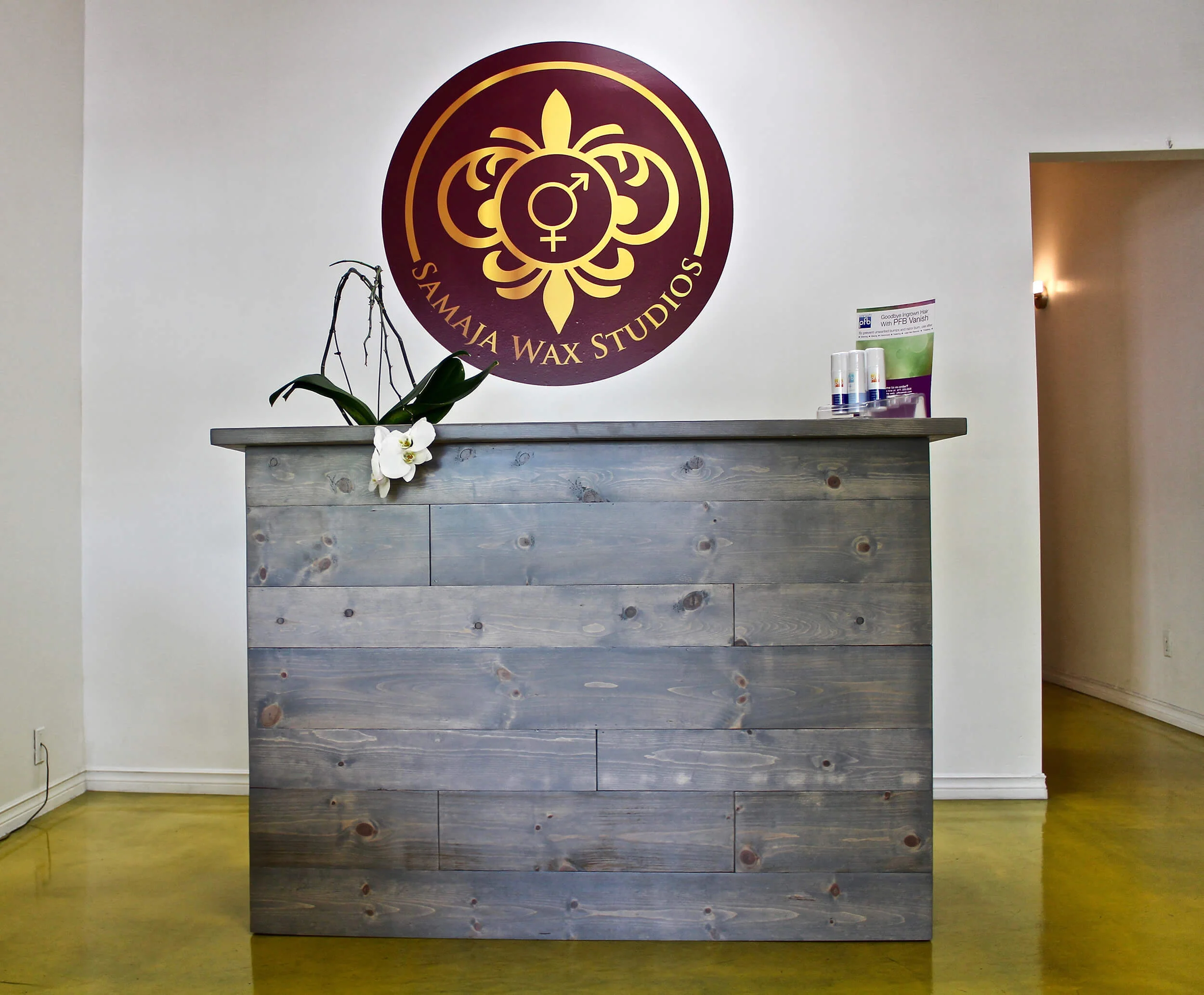Custom Front Desk - Dark Brown Wood