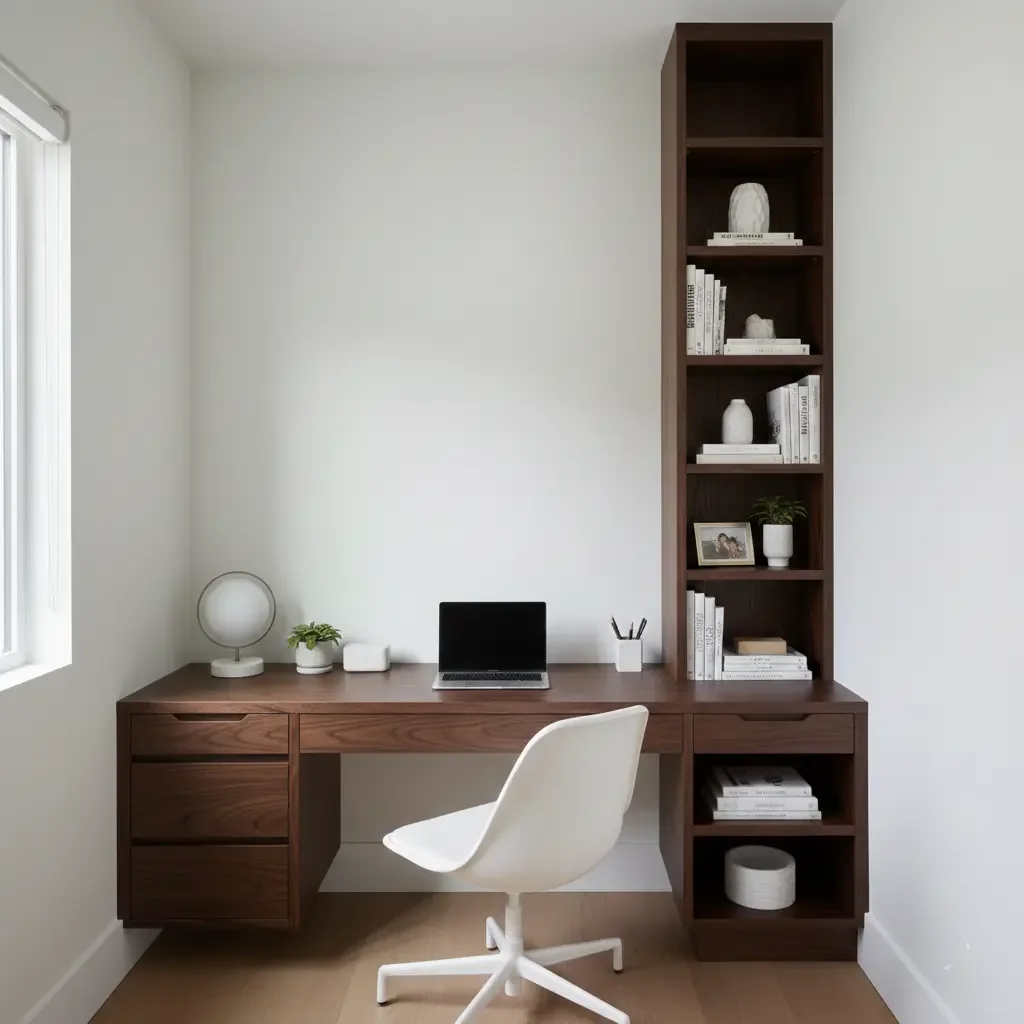 A sleek home office showcasing a small furniture set with a desk and chair, perfect for productivity.