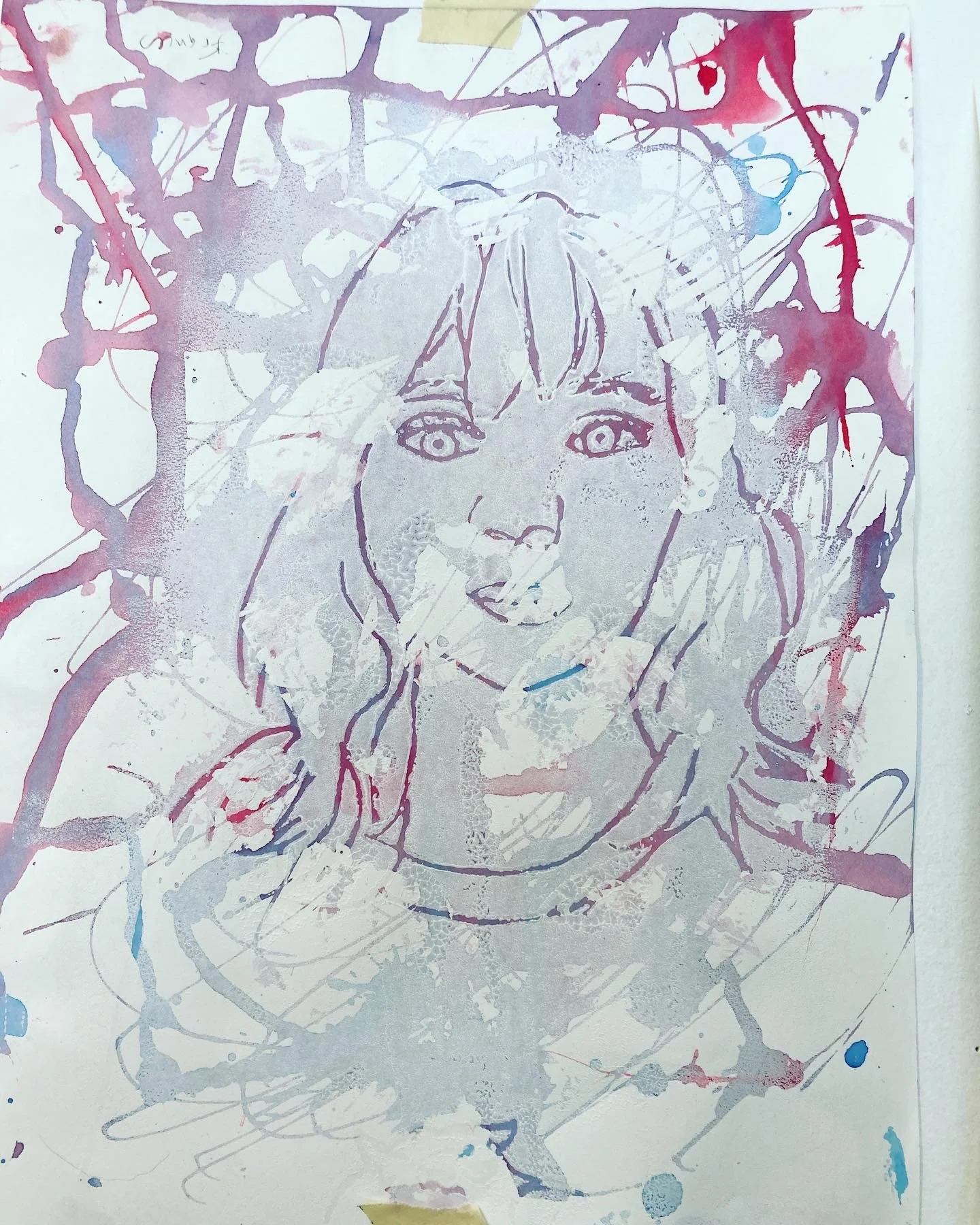 Printmaking using painted paper backgrounds 