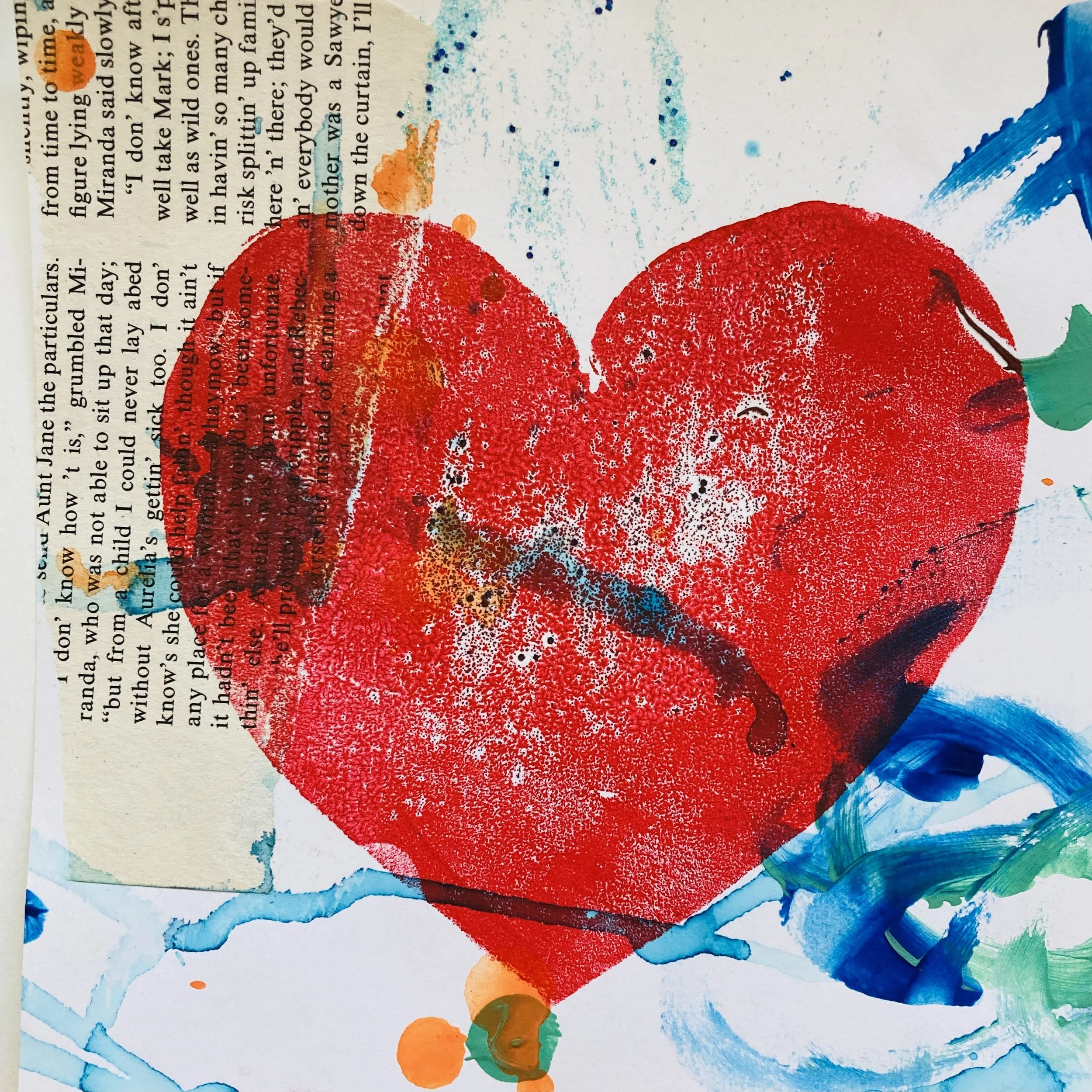  Valentine, printmaking, painting and collage 