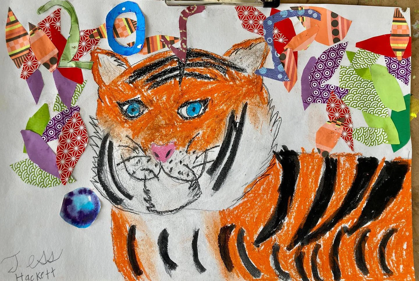  Tiger pastel and collage project 