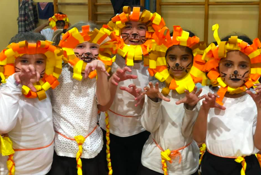 Making our own costumes for the production.