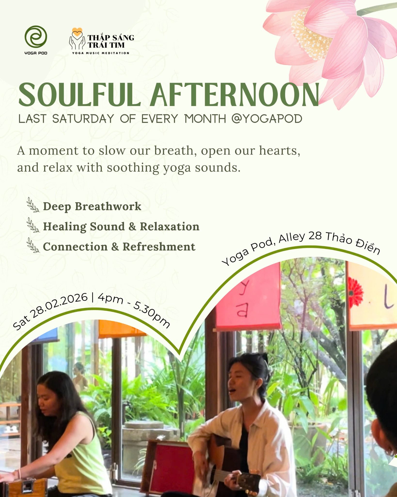 [Vui l&ograve;ng xem Tiếng Việt b&ecirc;n dưới]
🪷 𝐒𝐎𝐔𝐋𝐅𝐔𝐋 𝐒𝐀𝐓𝐔𝐑𝐃𝐀𝐘 𝐀𝐅𝐓𝐄𝐑𝐍𝐎𝐎𝐍 -  𝟐𝟖 𝐅𝐞𝐛 𝟐𝟎𝟐𝟔

In the busyness of everyday life, we all need a pause&hellip; Join us on a gentle mindfulness journey, guiding you into a s