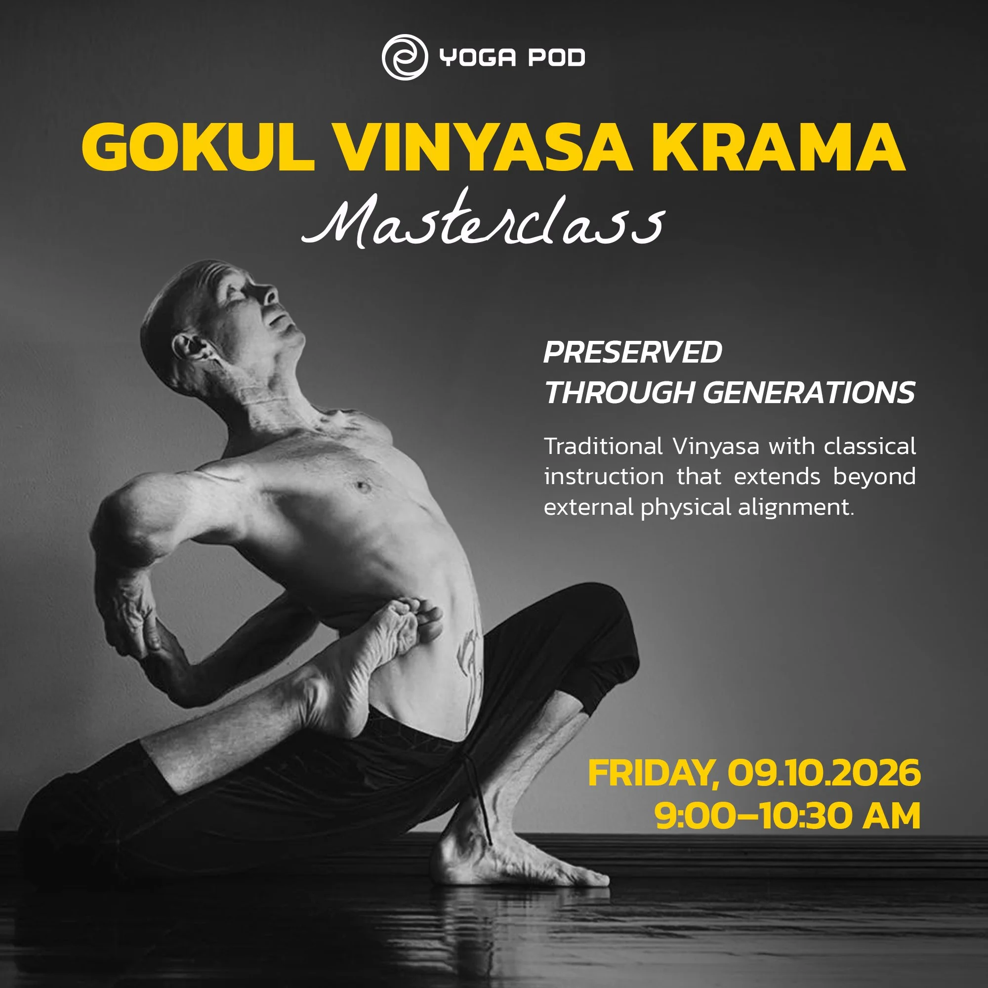 WHAT MAKES GOKUL VINYASA KRAMA DIFFERENT?

Its distinction lies not in novelty, but in continuity.

Preserved and transmitted through generations for centuries, Gokul Vinyasa Krama remains faithful to the practices of its tradition. Rather than being