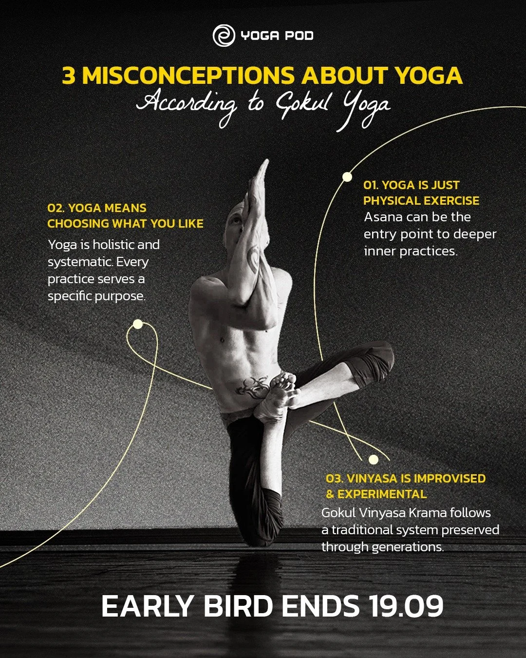 🔅𝗕𝗘𝗬𝗢𝗡𝗗 𝗪𝗛𝗔𝗧 𝗪𝗘 𝗦𝗘𝗘

It is easy to focus on what we can see in Yoga - the shape of a posture, the way the body moves or how deeply we can enter an Asana. From the perspective of @gokulyoga , however, Asana, Pranayama and Dharana are n