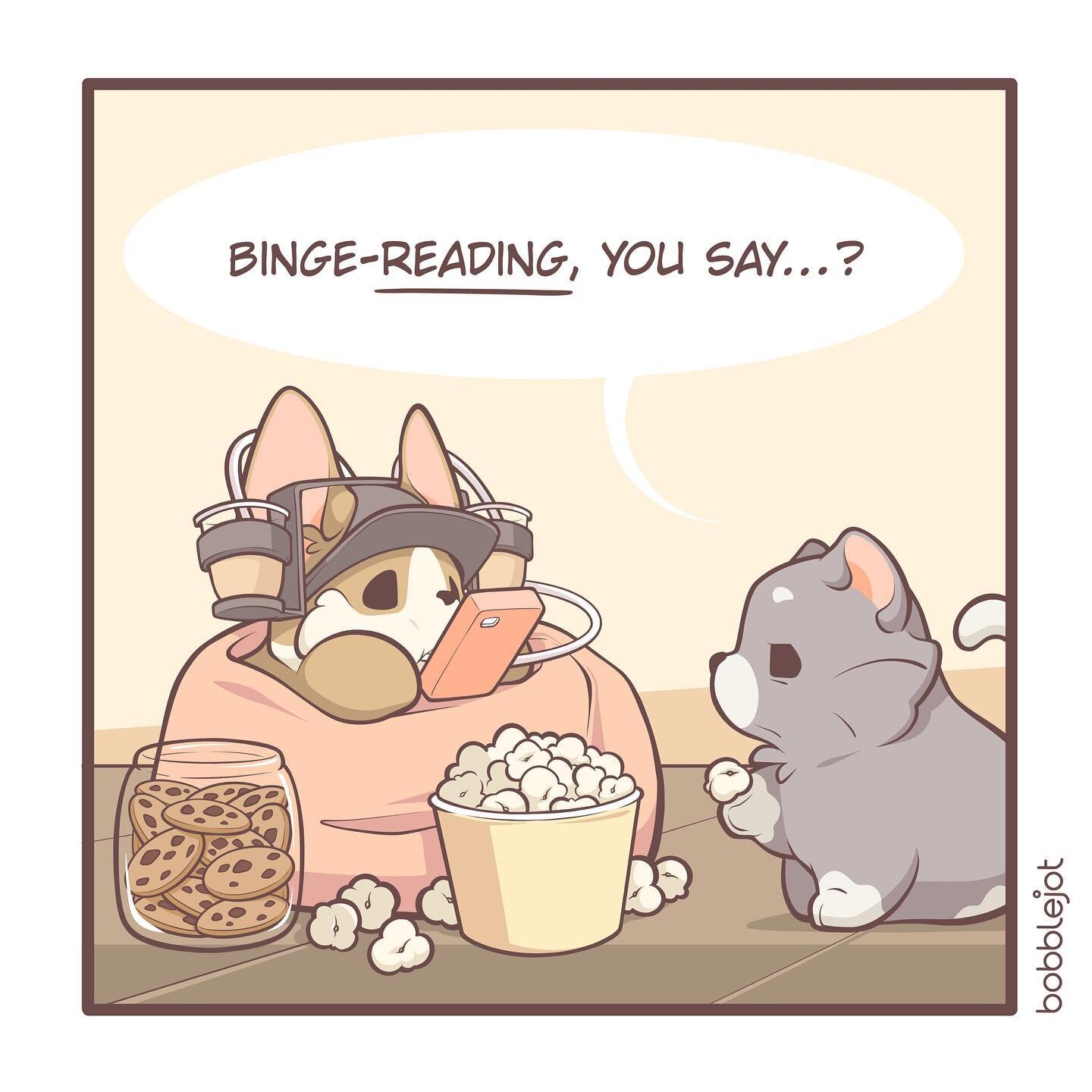 Tori&rsquo;s an expert at binging, whether it&rsquo;s reading or eating&hellip;
.
.
.
Hey guys! Our Tori and Samuel comics are officially on @mantacomics! If you ever feel like binging a series, you can check us out on their app, along with many othe