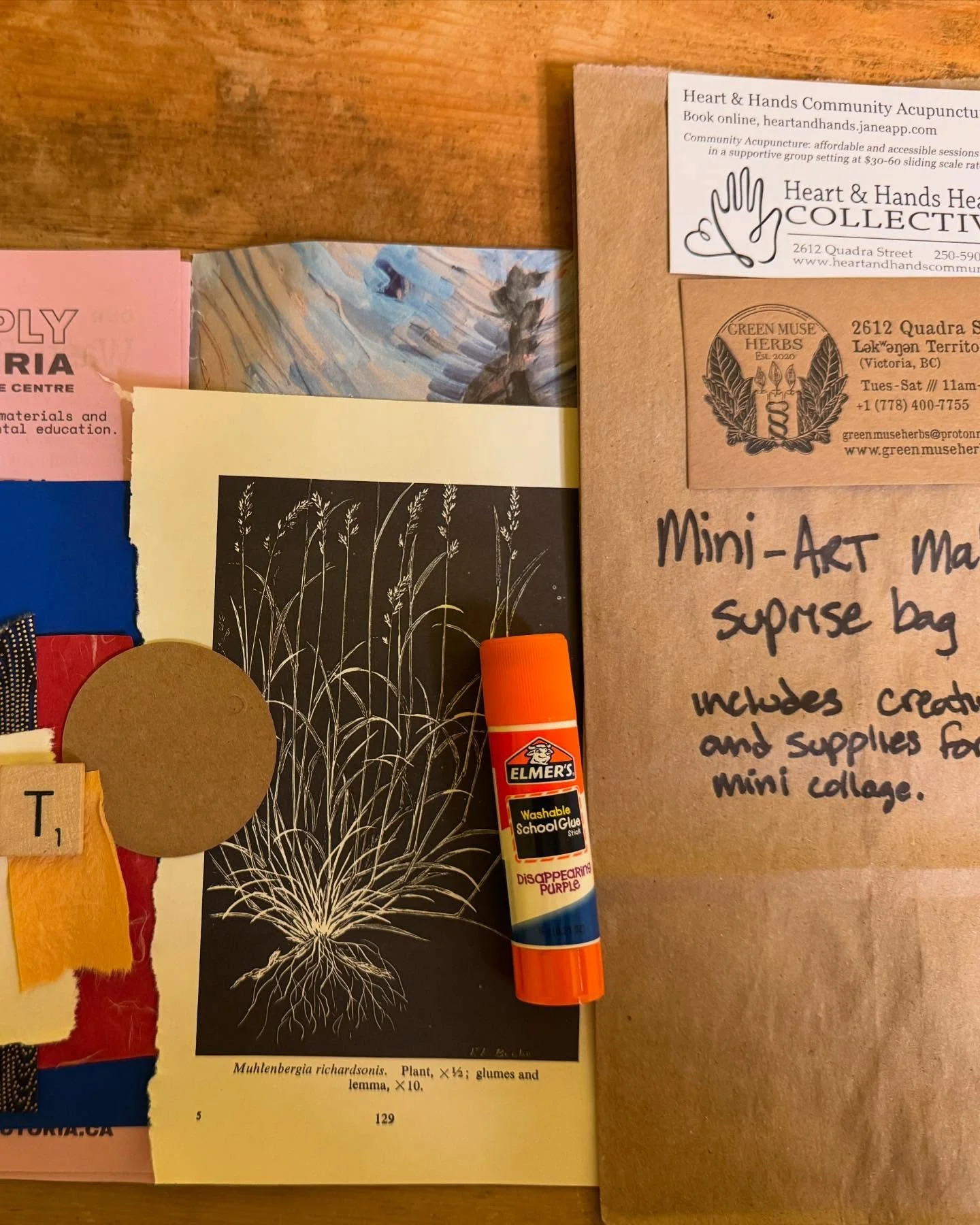 These sweet mini-collage take home surprise-bag creative practice art kits made by me @otherwayscreative full of amazingness from @supplyvictoria are available for free!! Each one is unique!

Three ways to get them (after you hopefully also like, com