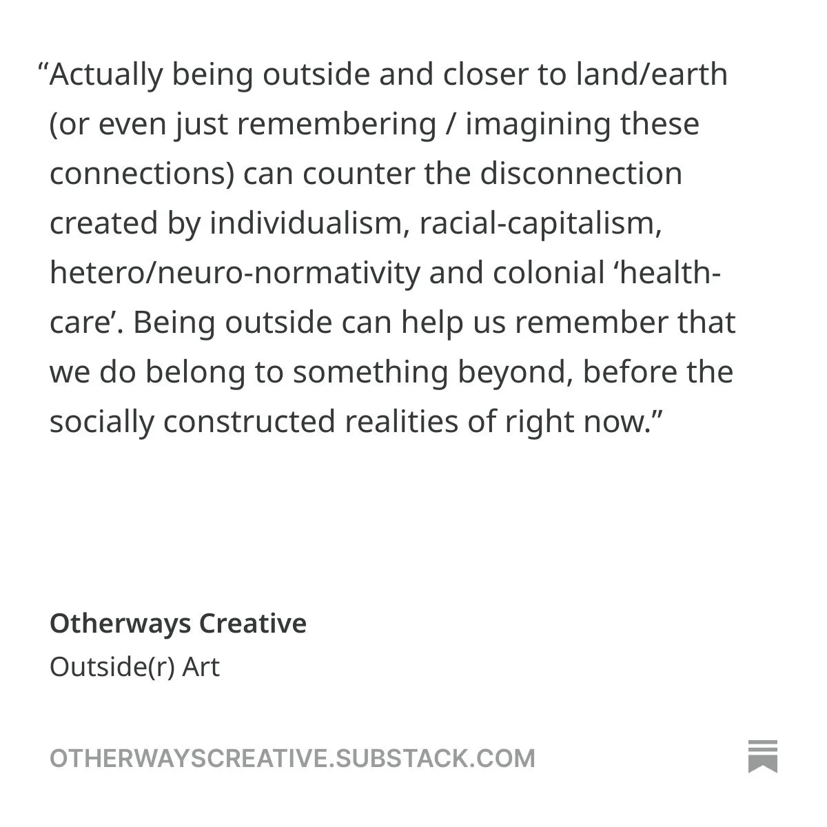 In June and July I will be offering some art therapy sessions outside! Which I am calling Outside(r) art &hellip;and its been so fun to be thinking about all the ways this is inspiring, especially in this time of year, but also in this time in the wo