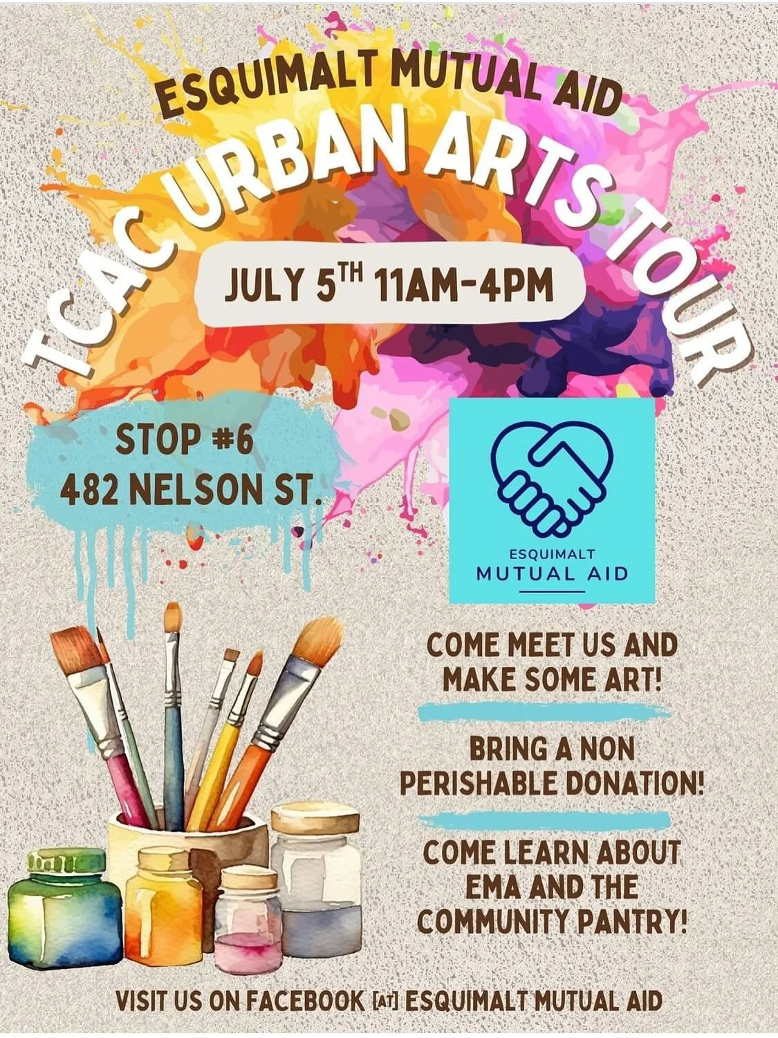 Just preping for the @townshiparts Urban Arts Tour on Saturday July 5 11-4 pm

@otherwayscreative will be hosting a community art and zine making table, and launching their zine and art mini library!

Esquimalt Mutual Aid will be there sharing info a