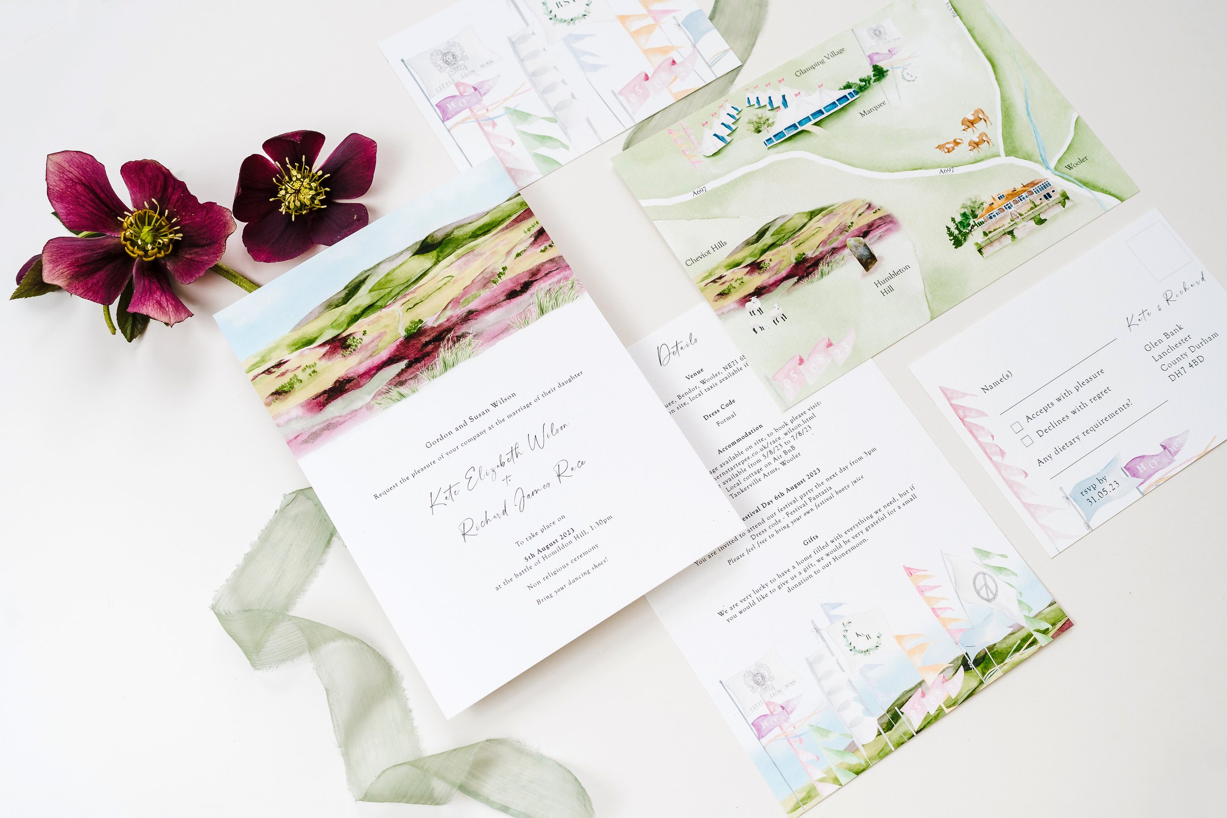 Festival wedding invitations