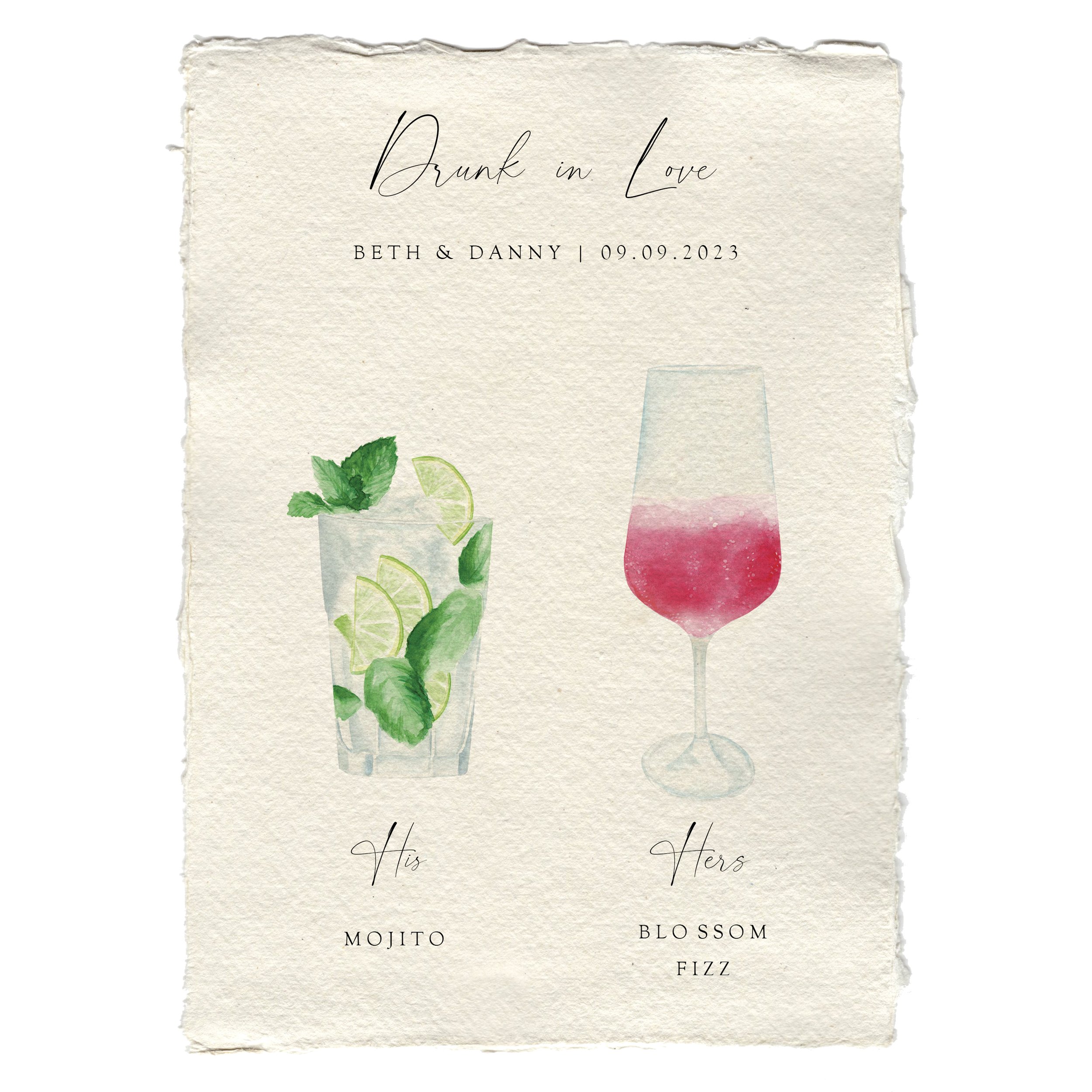  Watercolour wedding signature drinks sign 