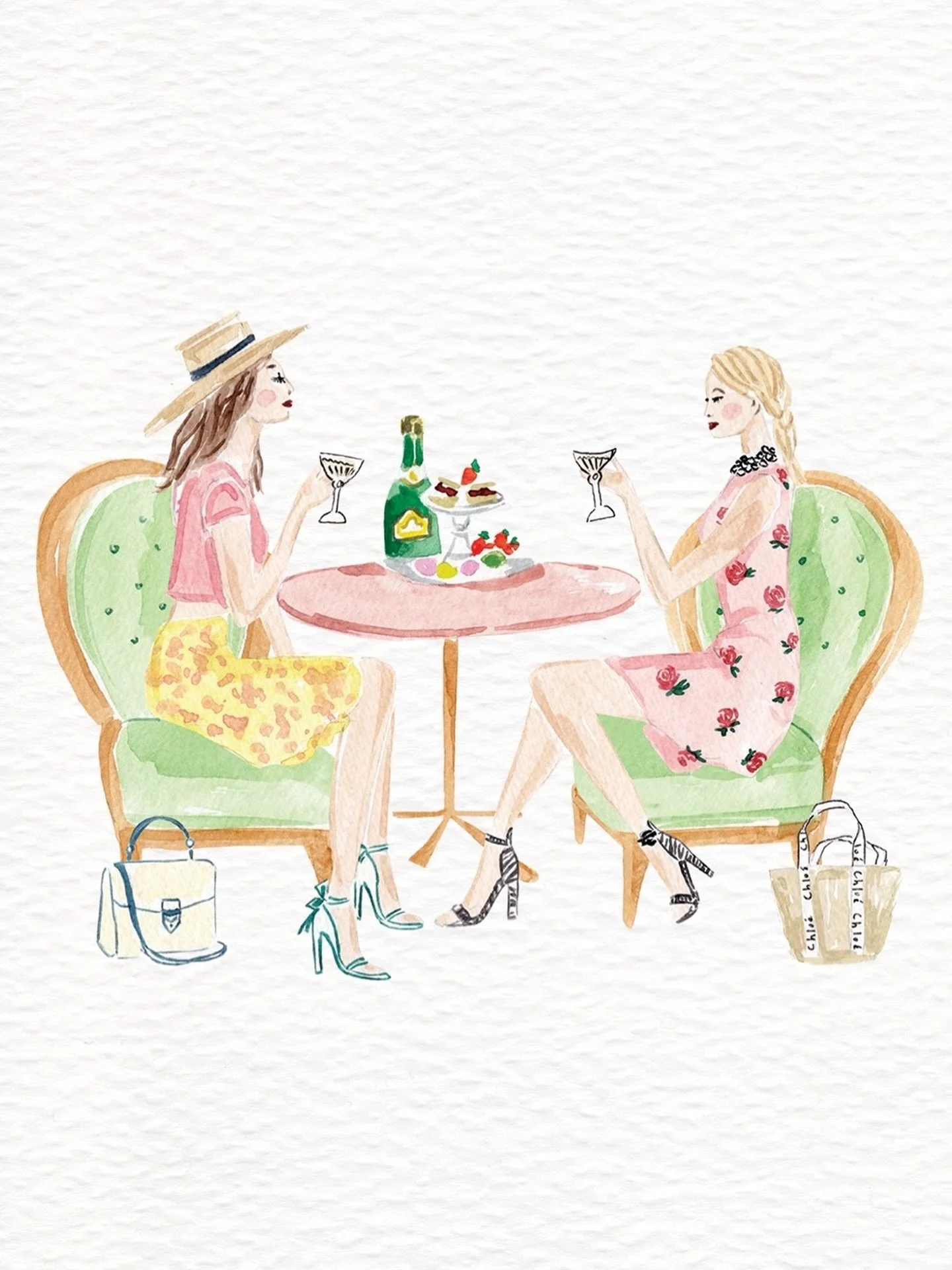 This colourful illustration was for a Ladies High Tea card. It was lovely to paint and added a great sense of fun to the invitation suite. #customweddinginvitations #bespokeweddingstationery #ladieswhobrunch #watercolourweddinginvitations