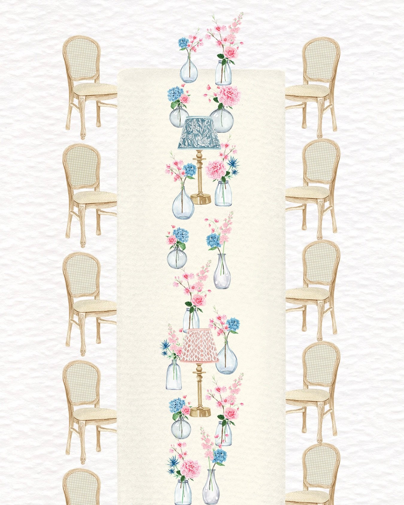 This bespoke seating chart was extra special to paint as Pooky lights printed in William Morris textiles were scattered down the centre of the tables. Loved designing this with you @clairedomonteweddings #bespokeweddingstationery #customweddingstatio