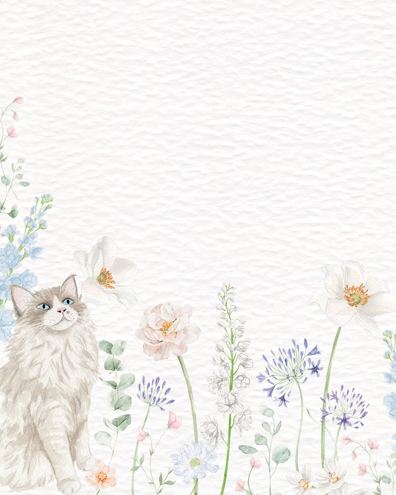 Luna the cat sitting wistfully amongst the flowers. A pretty design I created for some table numbers earlier this summer. #customweddinginvitations #bespokeweddingstationery #petportrait  #watercolourwedding #botanicalwedding