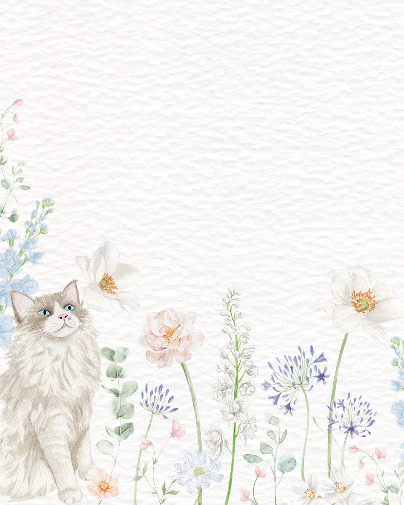 Luna the cat sitting wistfully amongst the flowers. A pretty design I created for some table numbers earlier this summer. #customweddinginvitations #bespokeweddingstationery #petportrait  #watercolourwedding #botanicalwedding
