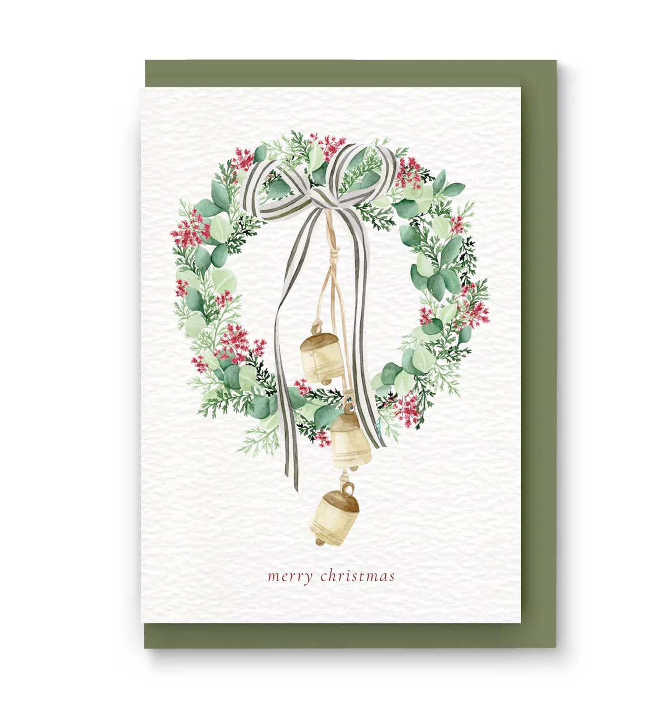 Christmas wreath with bells card with envelope.jpg