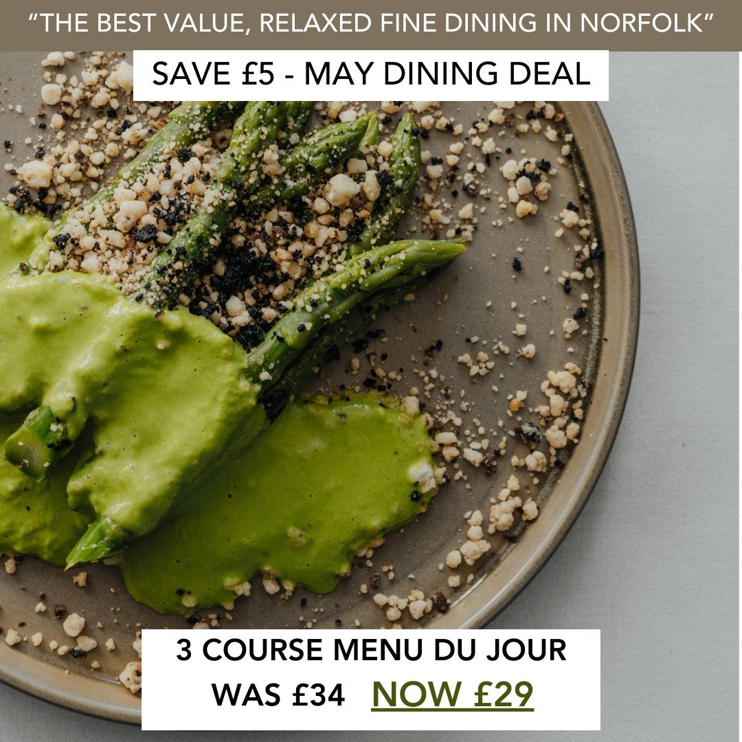 DU JOUR OFFER - MAY 

&pound;5 OFF DINING when you have our 3 Course Menu Du Jour 
Available Sunday to Thursday, Lunch and Dinner (excluding Sunday Lunch)

WAS &pound;34 | NOW &pound;29

Pre-booking is essential to get this offer and you&rsquo;ll nee