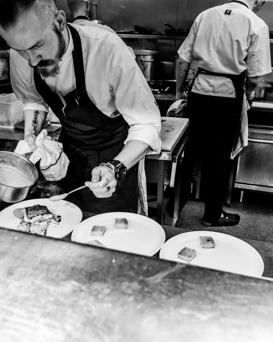 Our kitchen mantra | Texture, temperature and seasoning are all paramount. 
Food needs to stimulate the senses by taste, sight and smell. Stocks and sauces are the core of any great dish, we never make them an afterthought! 
#chefconnor #onthepass