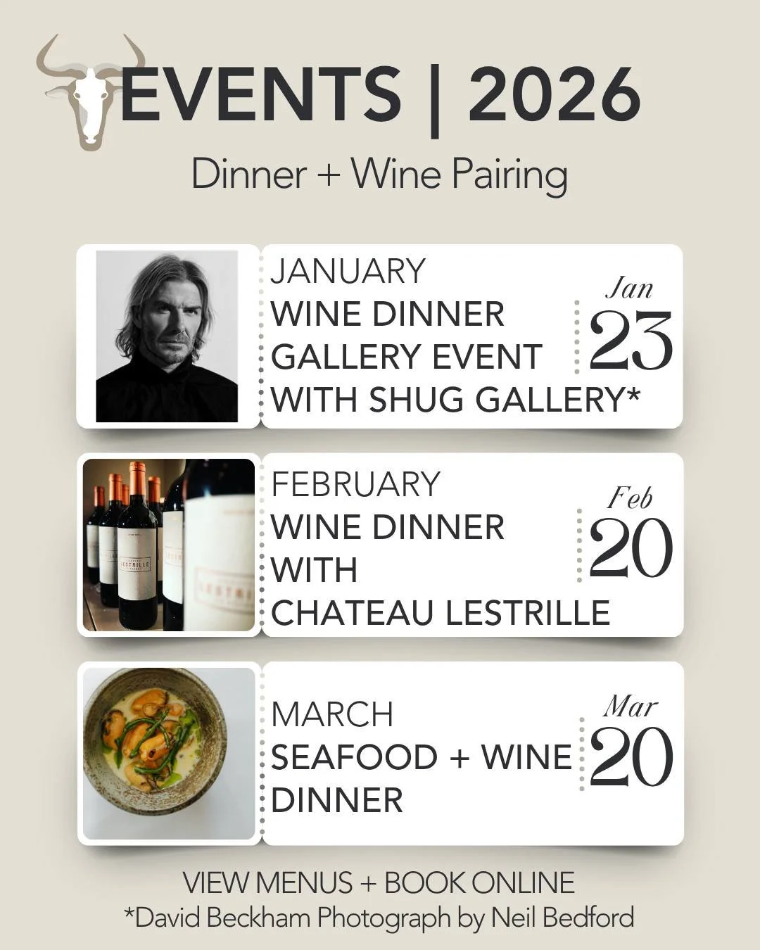 The Wildebeest presents&hellip;
Unveiling our first events for 2026 covering January, February and March. Join us for exclusive &lsquo;Wine + Dine&rsquo; experiences; a fully inclusive offering where we bring together the finest dining and most incre