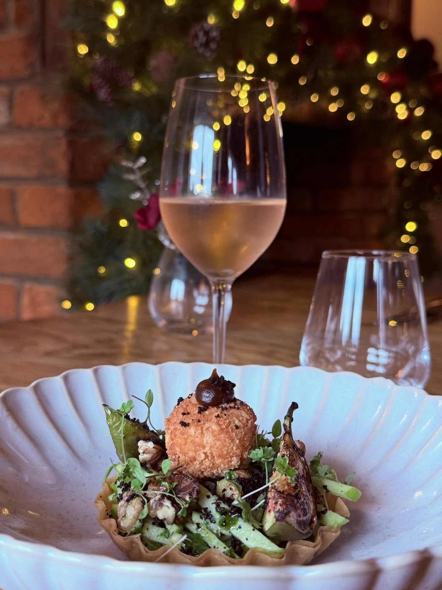 Festive Starter | Waldorf Tartlet - Caramelised Figs, Olive &amp; Goats Cheese Fritter