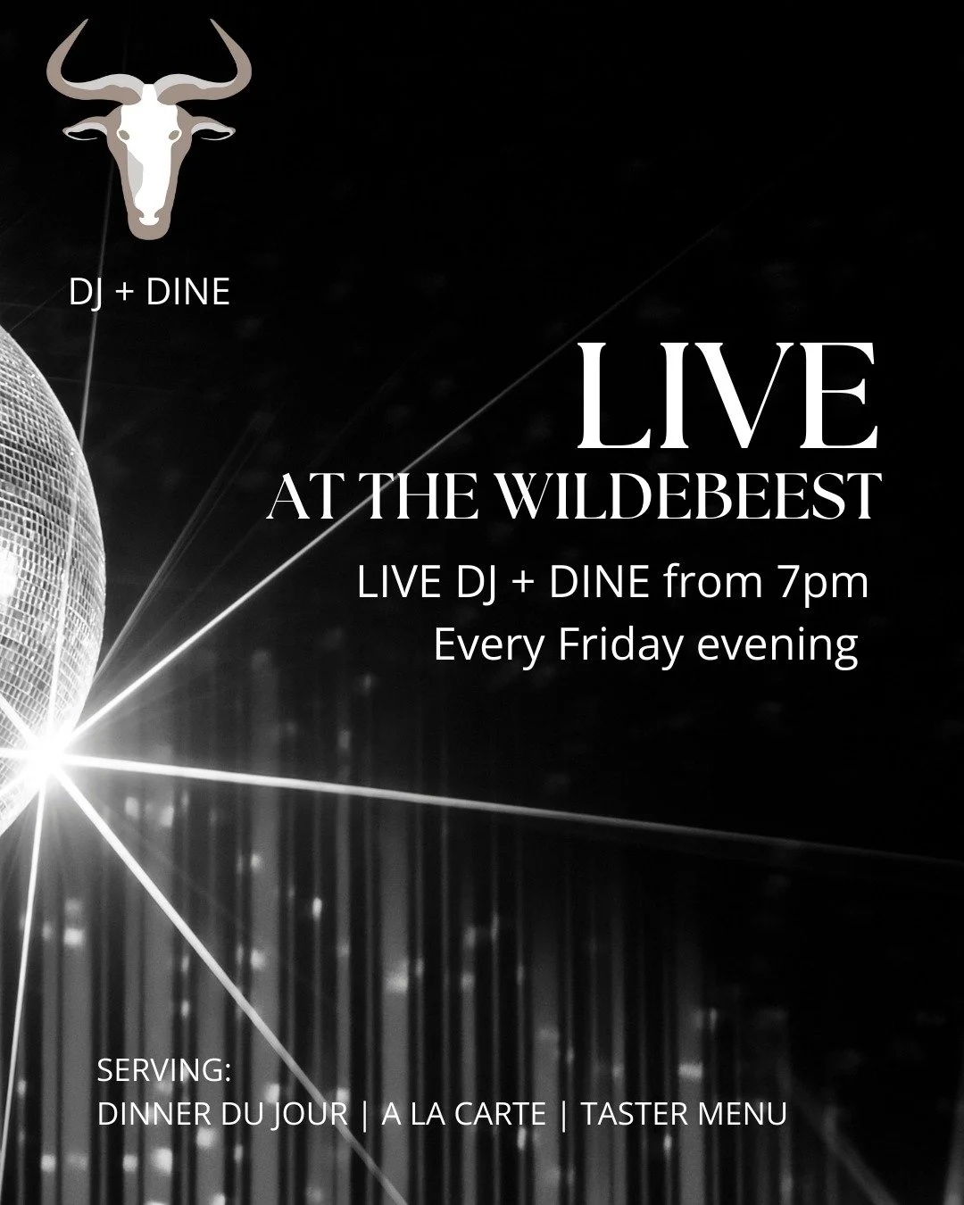 DJ + DINE | Every Friday Night

We complement the dining experience with a carefully-curated LIVE DJ every Friday night from 7pm. Designed to bring you a music &amp; food experience. Music can play a significant role in enhancing the dining experienc