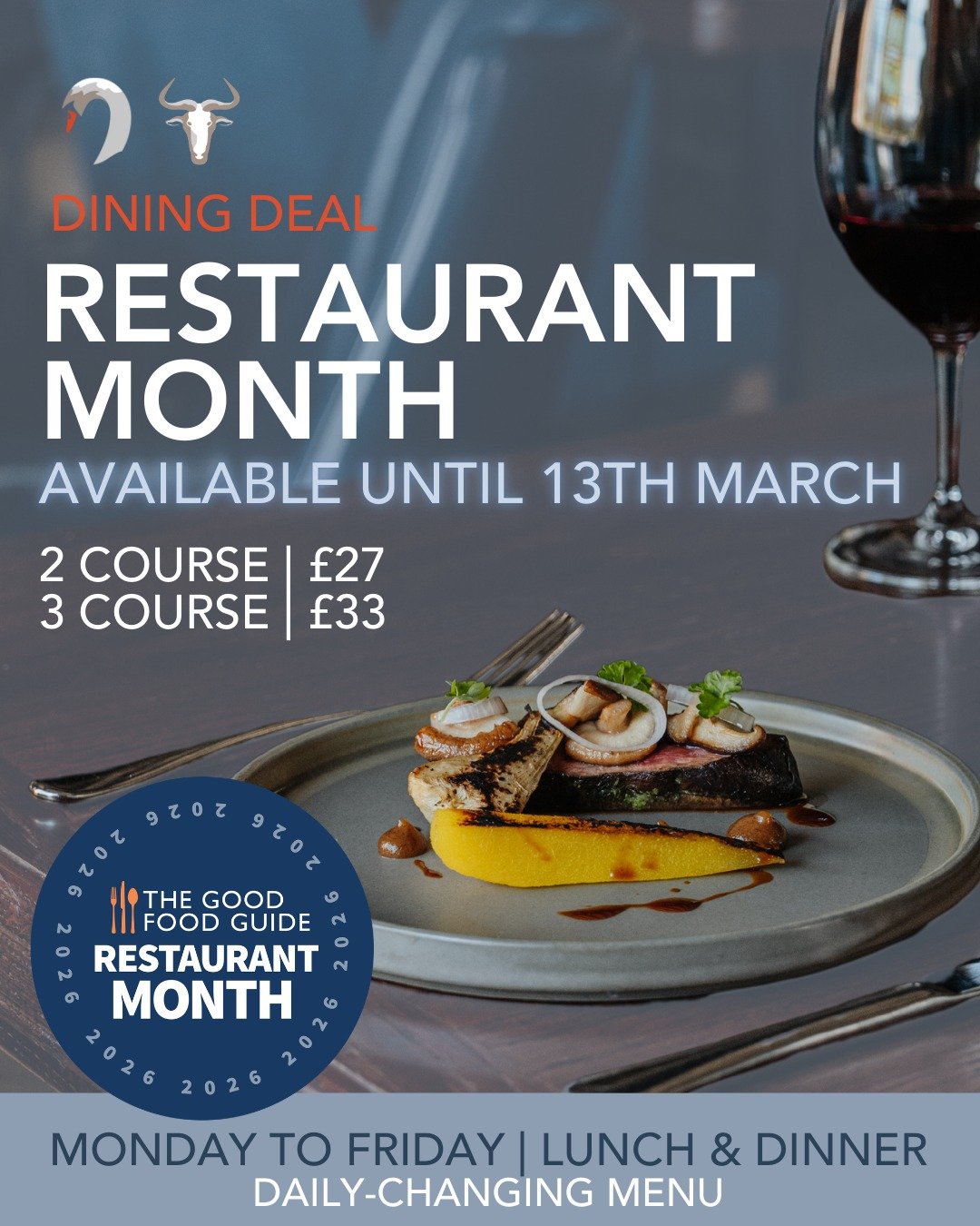 👀 Now available until 13th March
➡️ 2 Courses &pound;27.00 / 3 Courses &pound;33.00
https://www.thewildebeest.co.uk/restaurant-month-dining-deal

We&rsquo;ve partnered with The Good Food Guide and their Restaurant Month to celebrate great value dini