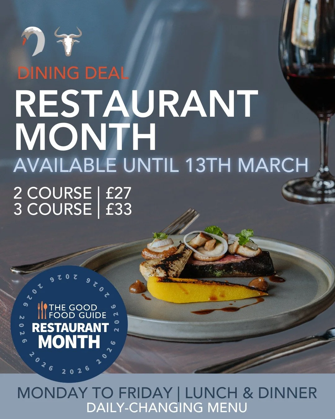 👀 Now available until 13th March
➡️ 2 Courses &pound;27.00 / 3 Courses &pound;33.00
https://www.thewildebeest.co.uk/restaurant-month-dining-deal

We&rsquo;ve partnered with The Good Food Guide and their Restaurant Month to celebrate great value dini
