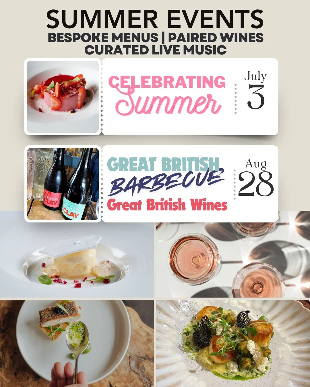 Introducing The Wildebeest Wine Events - Summer Line Up

Fully-inclusive dining events with paired wines with curated music provided by live DJ.

July 3rd | Celebrating Summer

August 28th | Great British Barbecue with Great British Wines

7pm start.