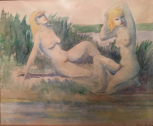 Two Females Nude in a Landscape
