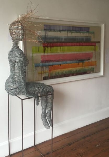 Seated Figure Life Size with Paul Kessling Painting 'Radius'