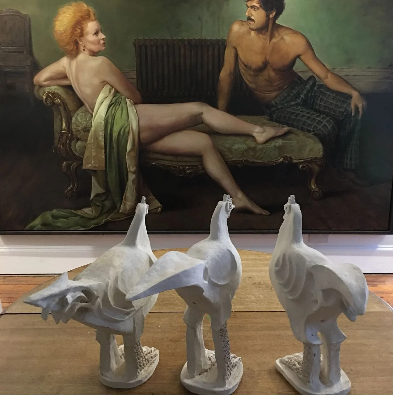 Three Chickens Unglazed - Admiring Vivienne Westwood and Andreas Kronthaler  painting in the gallery by Jana Müller