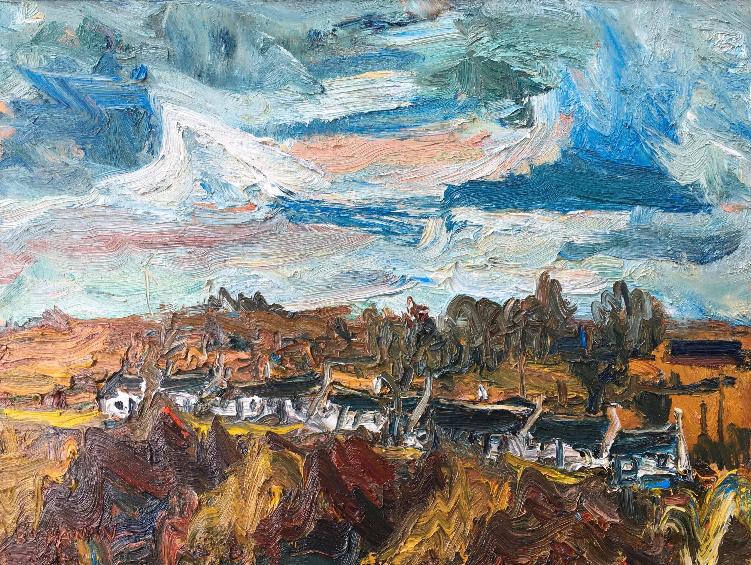 SOUTH ROW CATTERLINE FEBRUARY Oil on board - 62x82cm  £2500