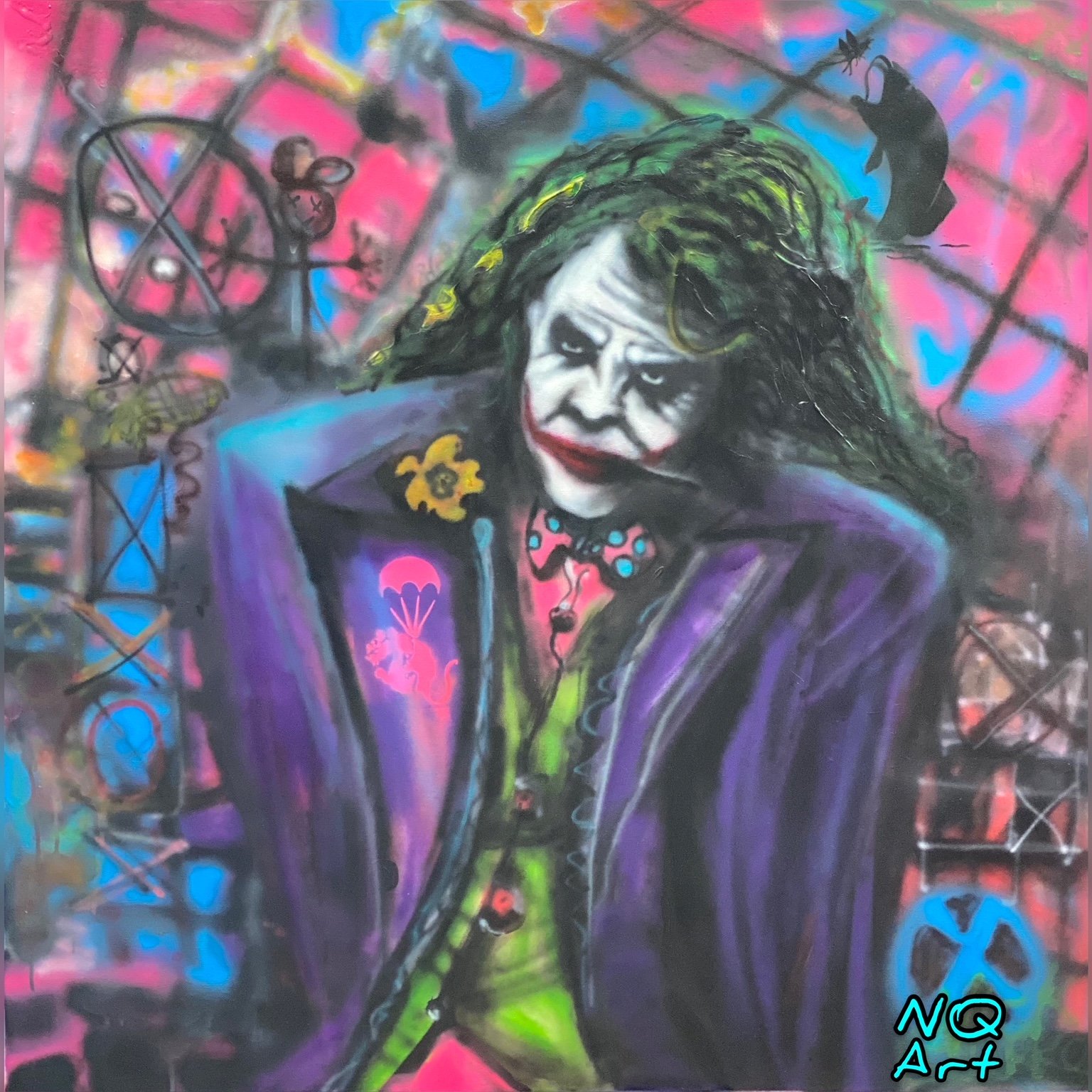 Nick Quirke Paintings -Jokerman Oil on canvas 100x100cm