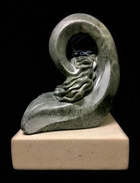 Breaker -  2022 -  Green Soapstone with Portland Stone Base - 32x24x20cm