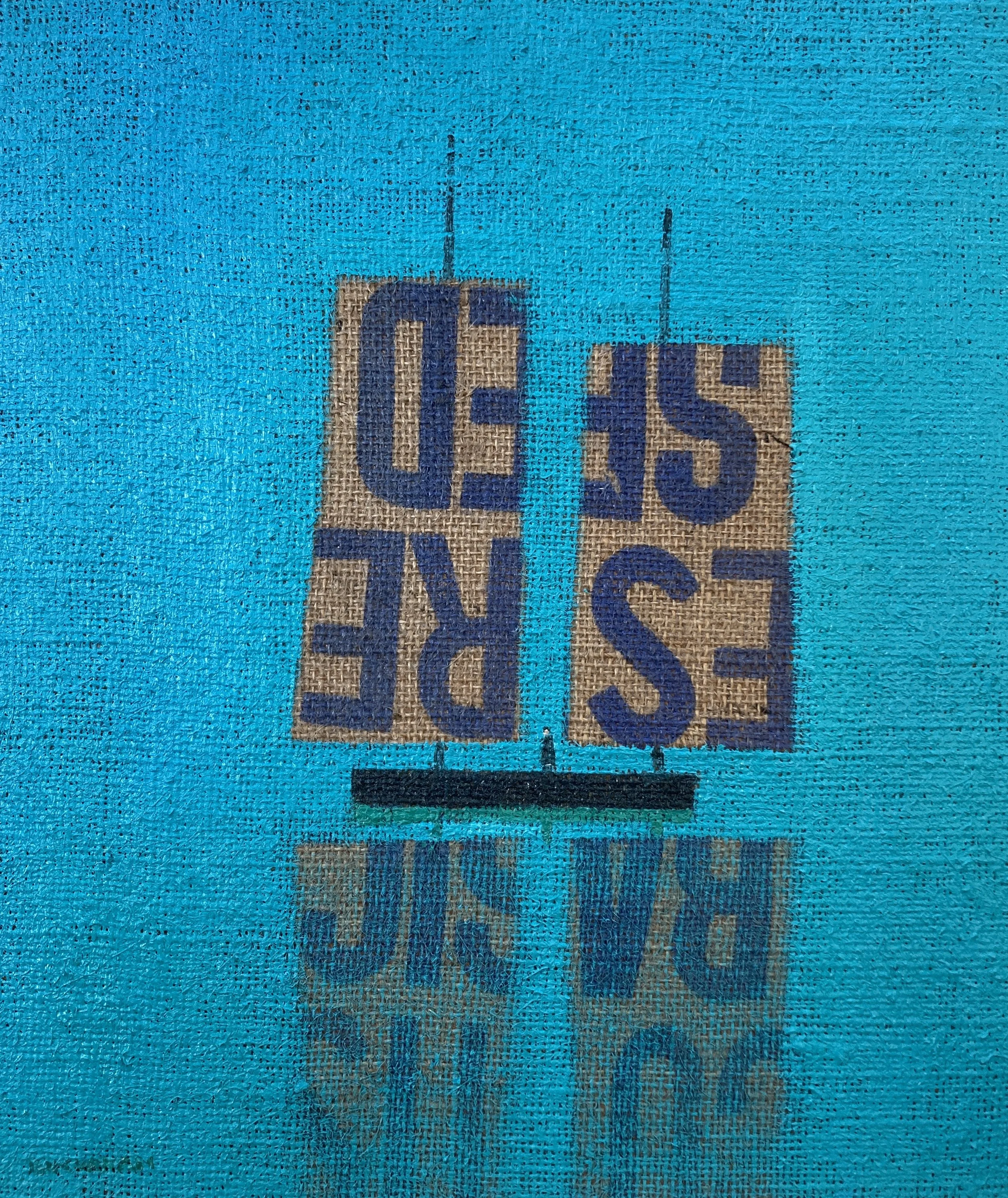 Aquamarine  Oil on Hessian  16x14 inches   £1,450