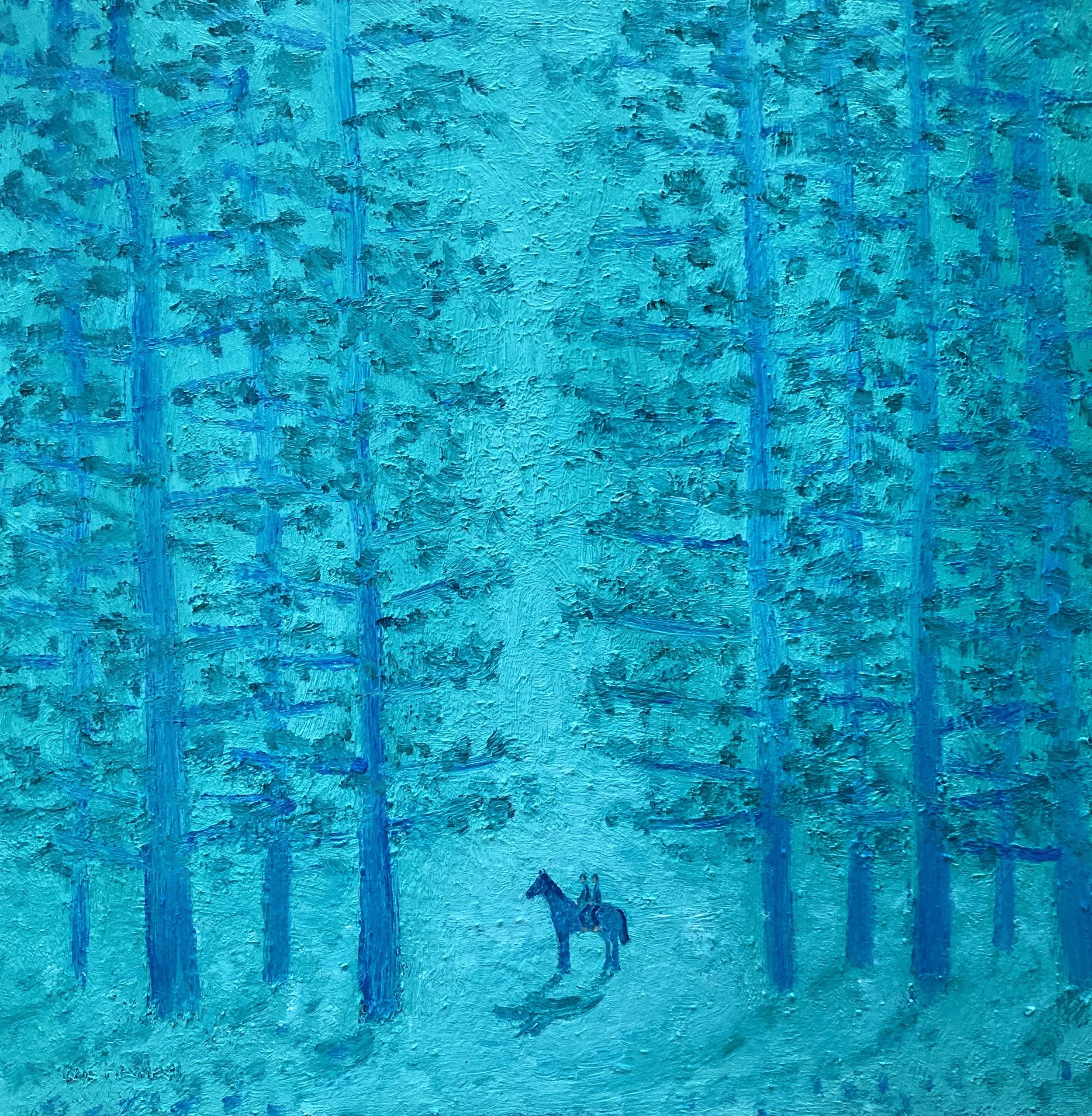 Stuart Buchanan  Blue Riders  Oil on Board  18x18 inches   £1,950.00