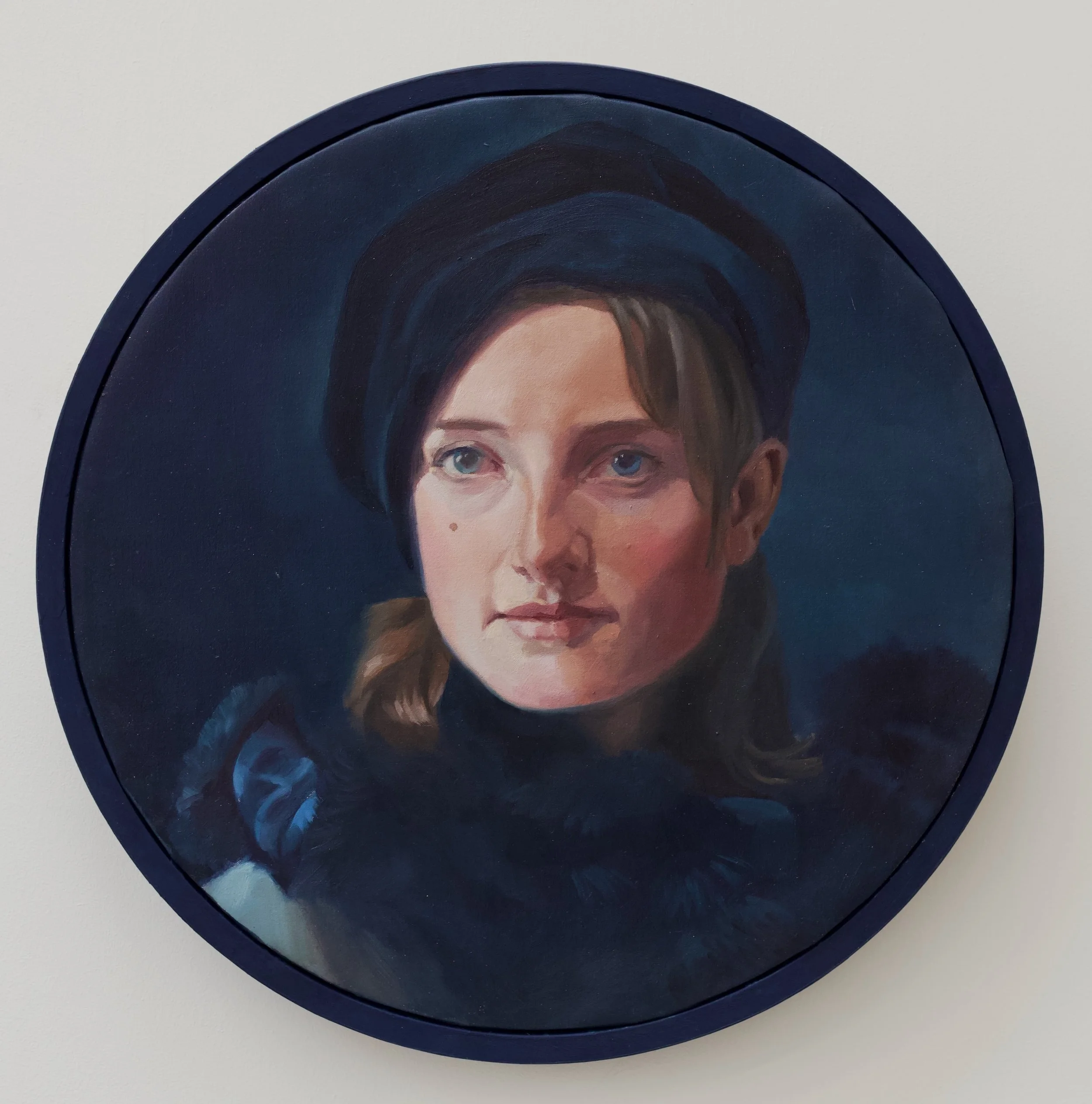 BLACK VELVET - Oil on linen  - 40cm diameter  -  circular portrait  - SOLD 