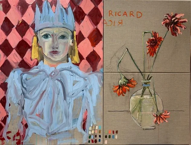 The Girl with the Blue Bow  Oil on Canvas   100x 130cm  £1,600.00