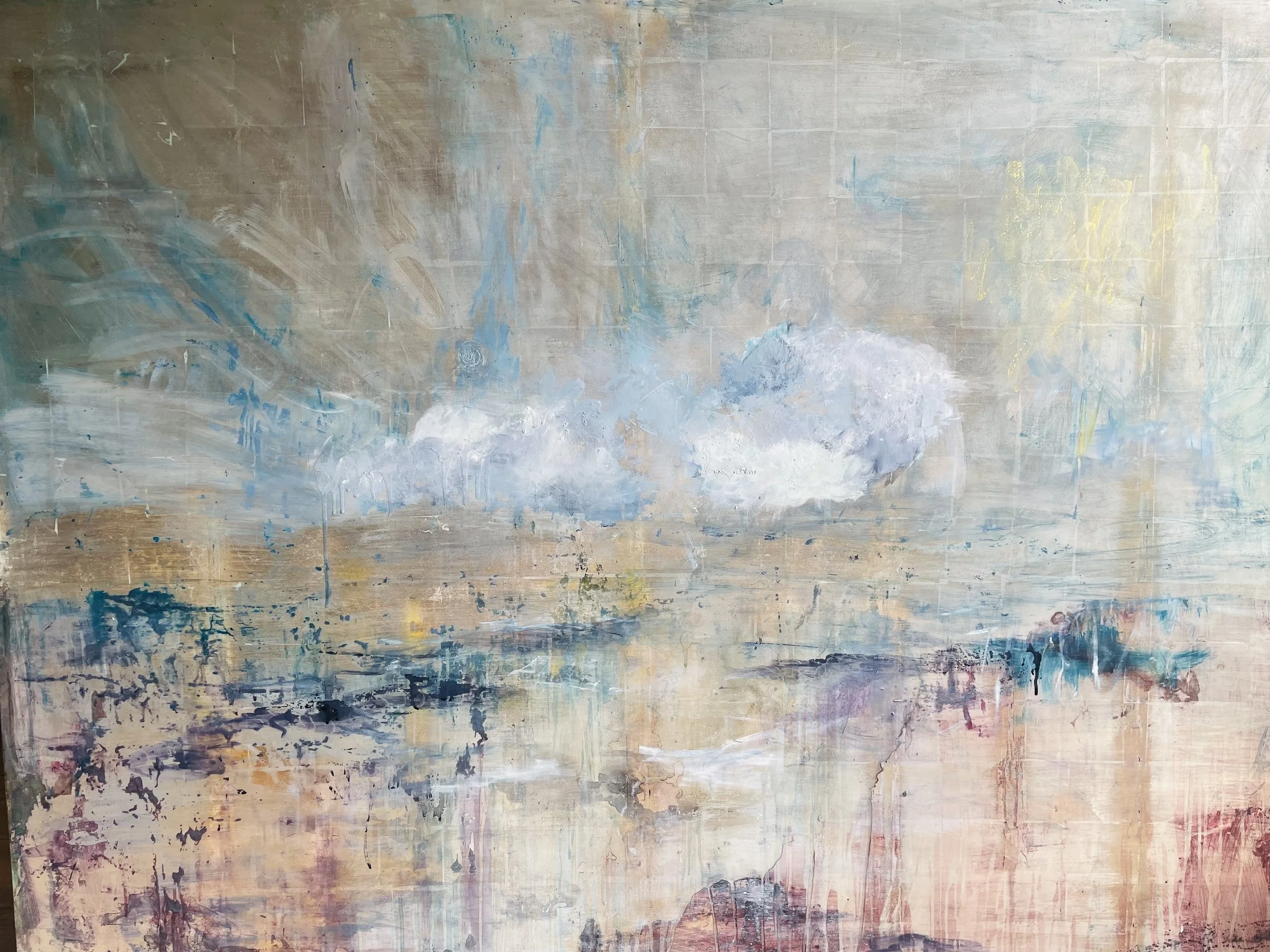  SUMMER CLOUD £9950  120x160cm  Silver Leaf Gilded Wood Panel 
