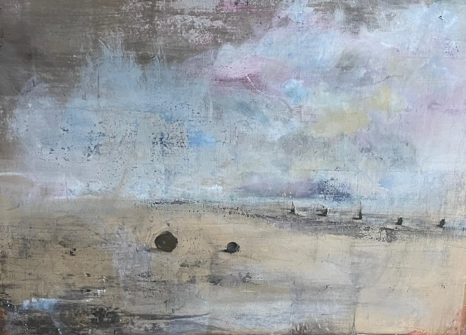 LATE SUMMER 2  £1800  43x60cm  Water Gilded Silver Leaf  Wood Panel