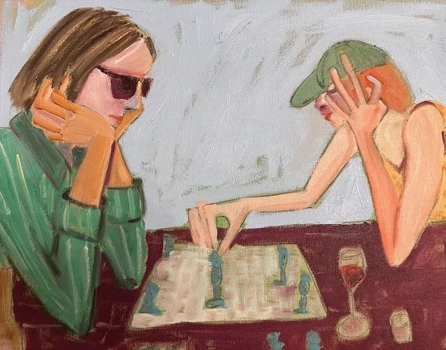 The Chess Players 1   33x43cm  Oil on linen  £700
