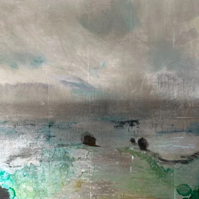 ALONG THE PATH   60 x 60cm    Water Gilded Silver Leaf Wood Panel  £2400    