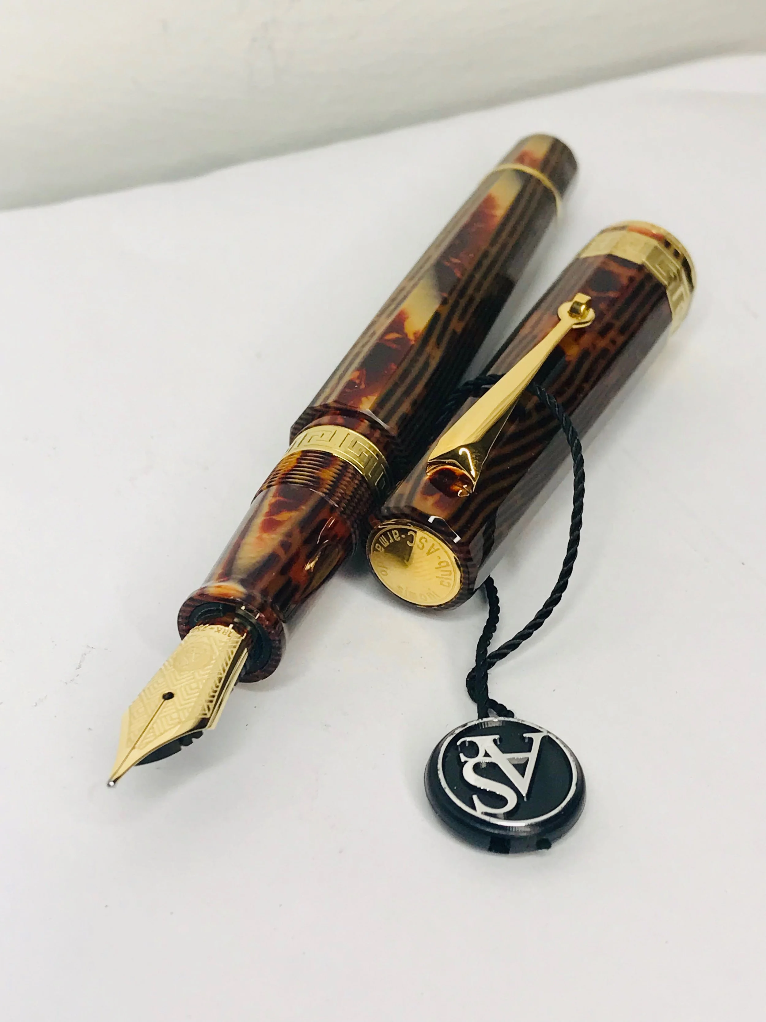 Armando Simoni Club Gladiatore Medio Arco Bronze Arco Brown Celluloid Fountain Pen