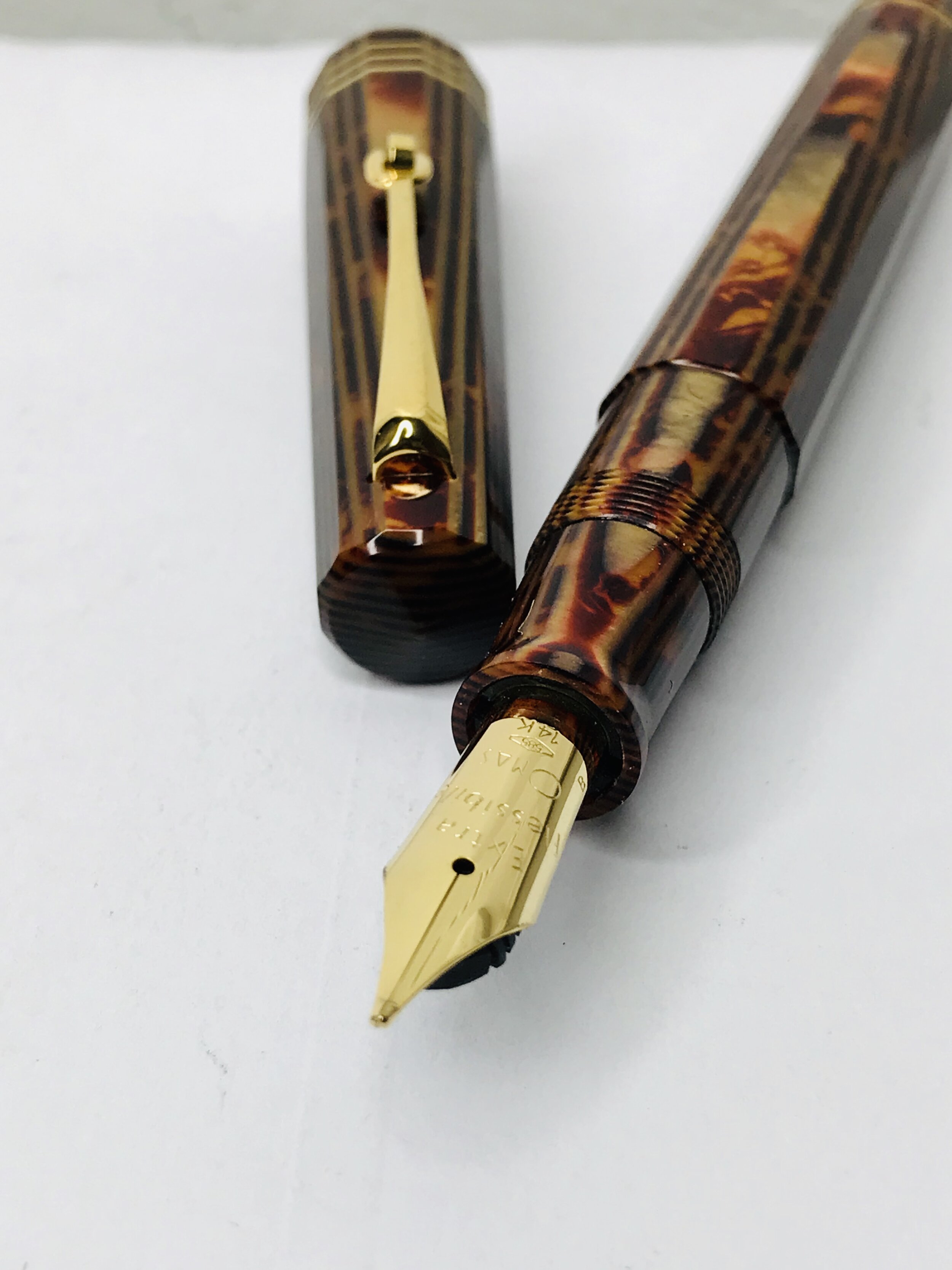 Omas Paragon Arco Bronze Celluloid Fountain Pen. Flexible Nib