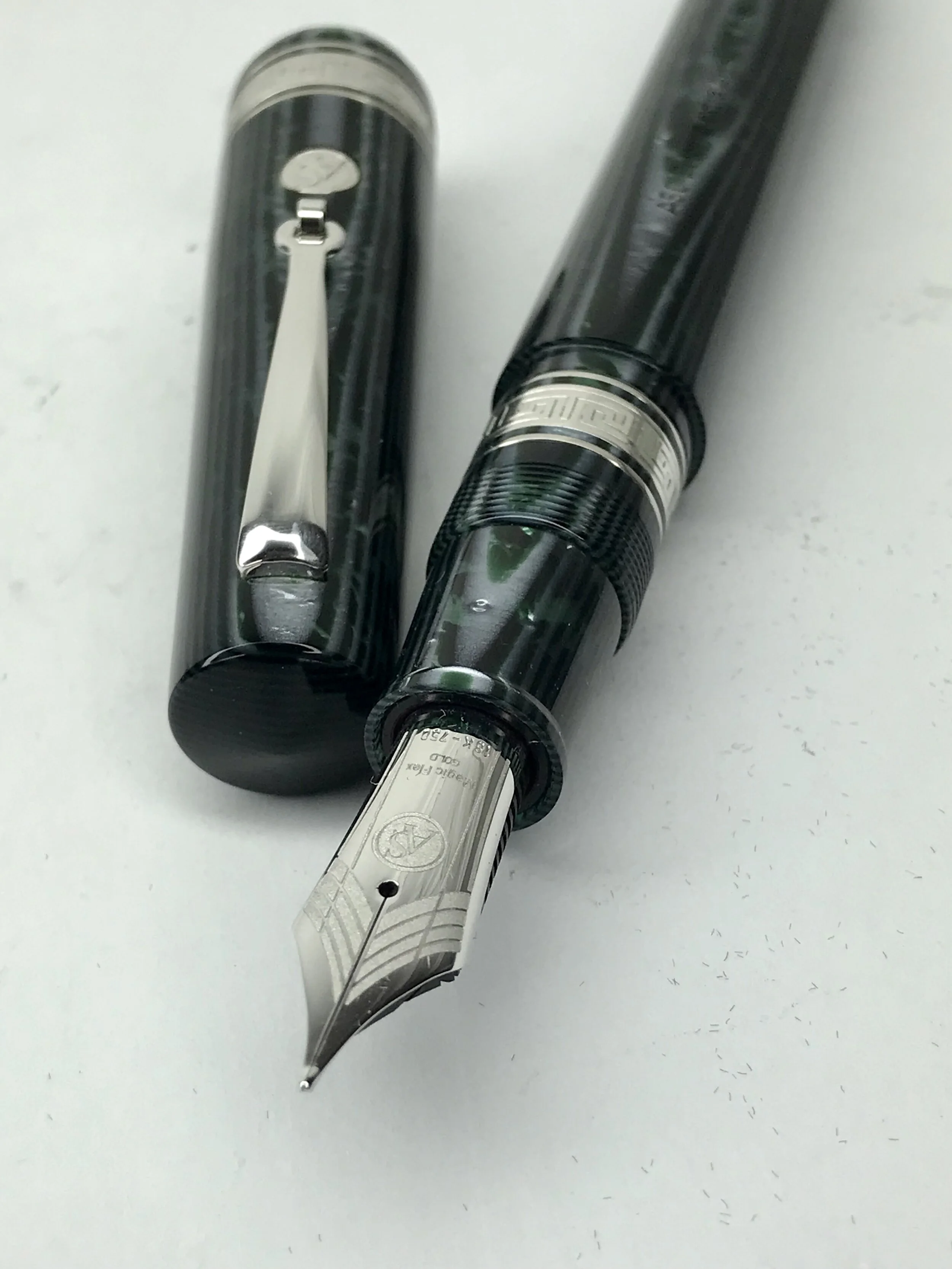 ASC Bologna Arco Verde Fountain Pen in Rhodium Trim