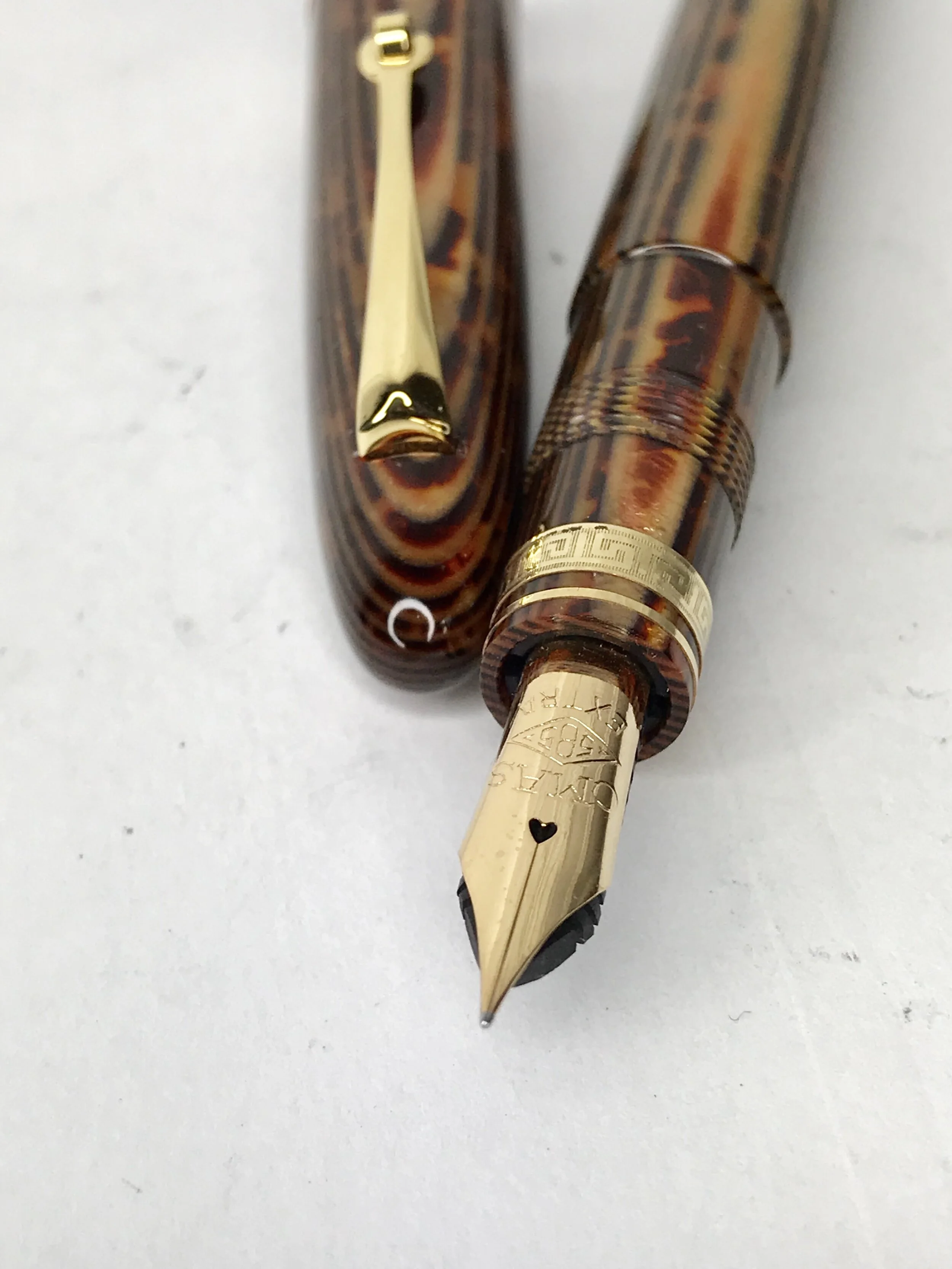 Omas Arco Bronze Ogiva Fountain Pen Vintage Extra Flex (EF-F) 14k Gold Nib