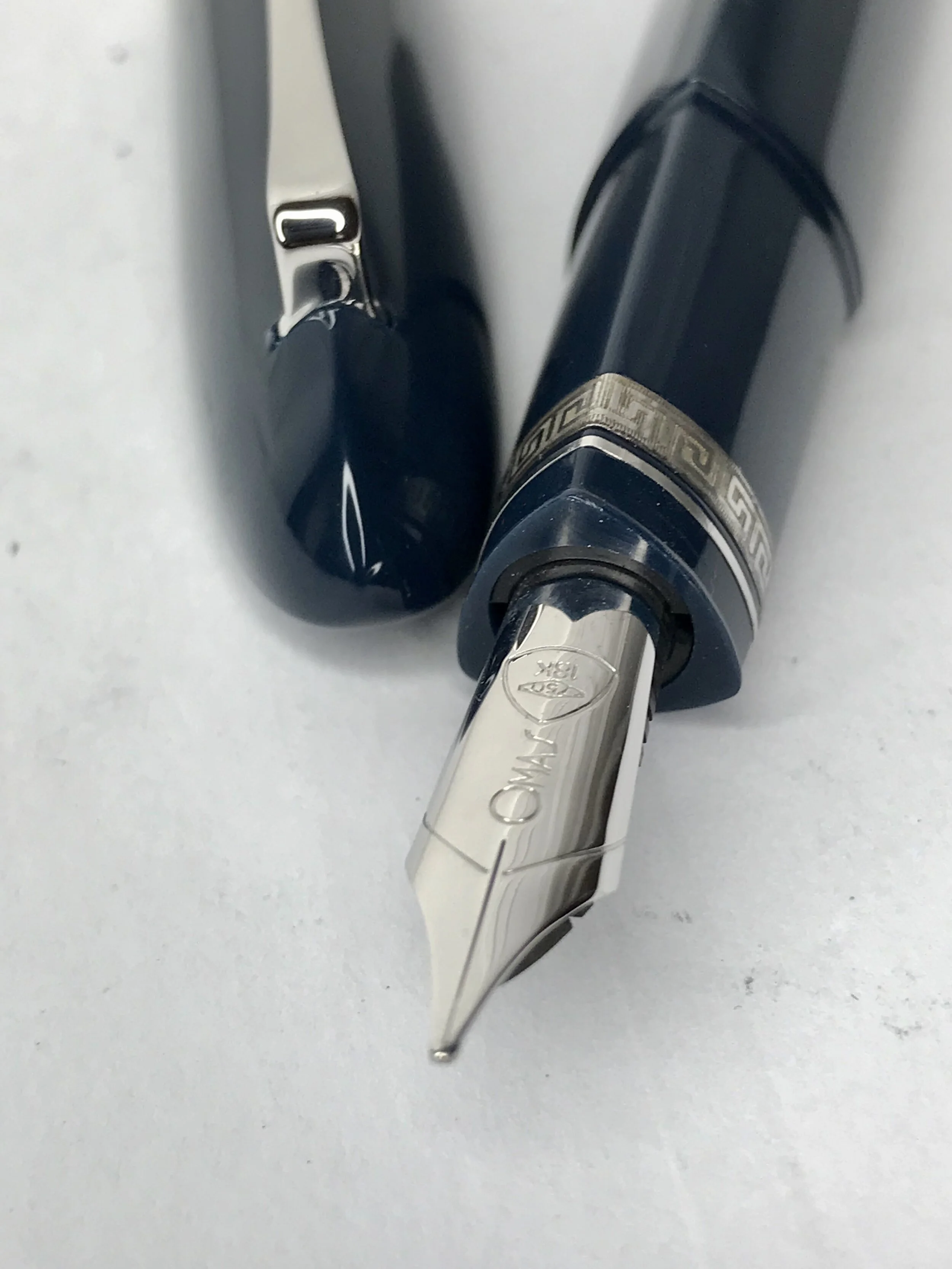 Omas Dark Blue Oversize 360 Fountain Pen.