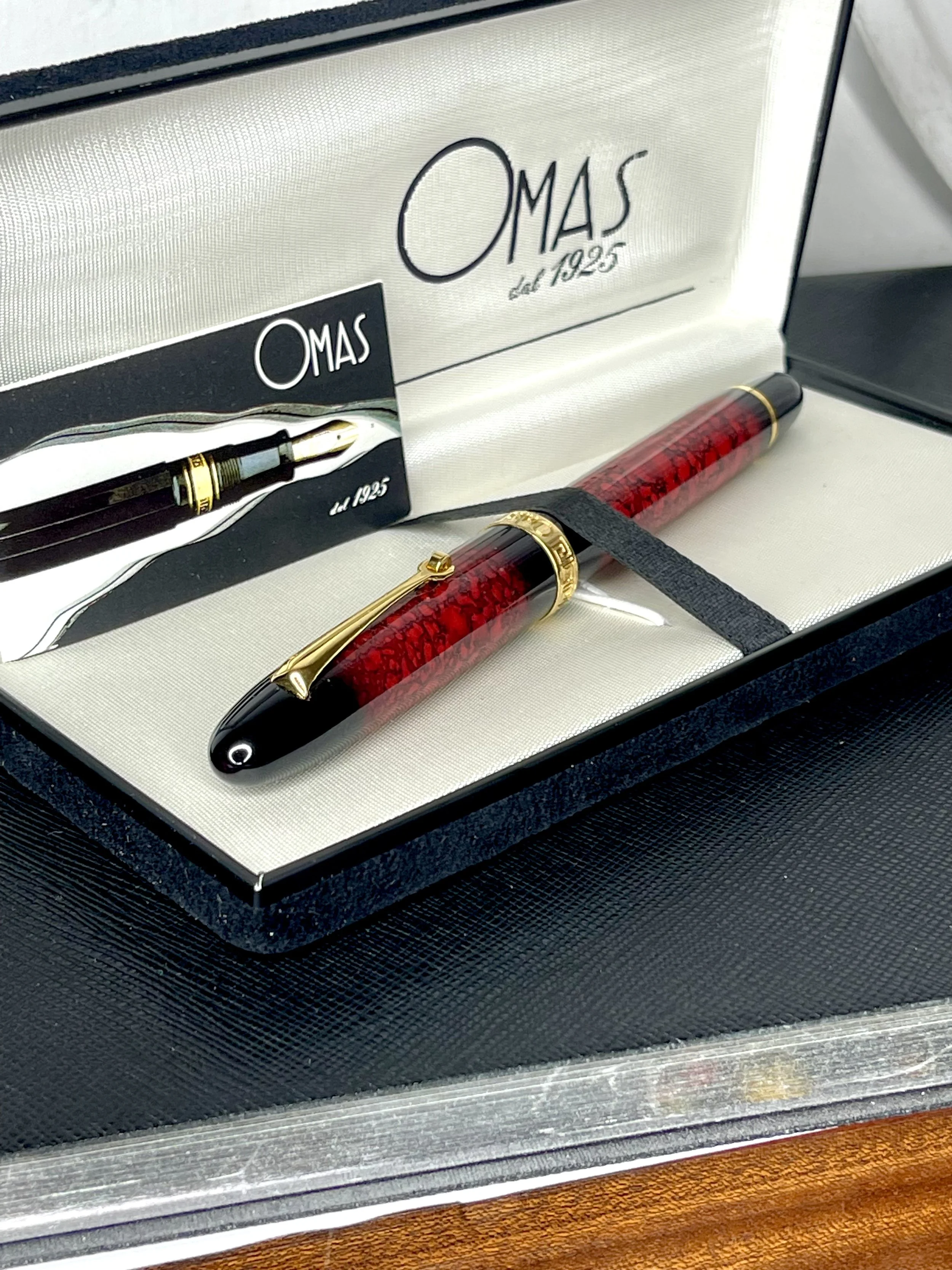 Omas Ogiva Urushi Black and Marble Rollerball Pen