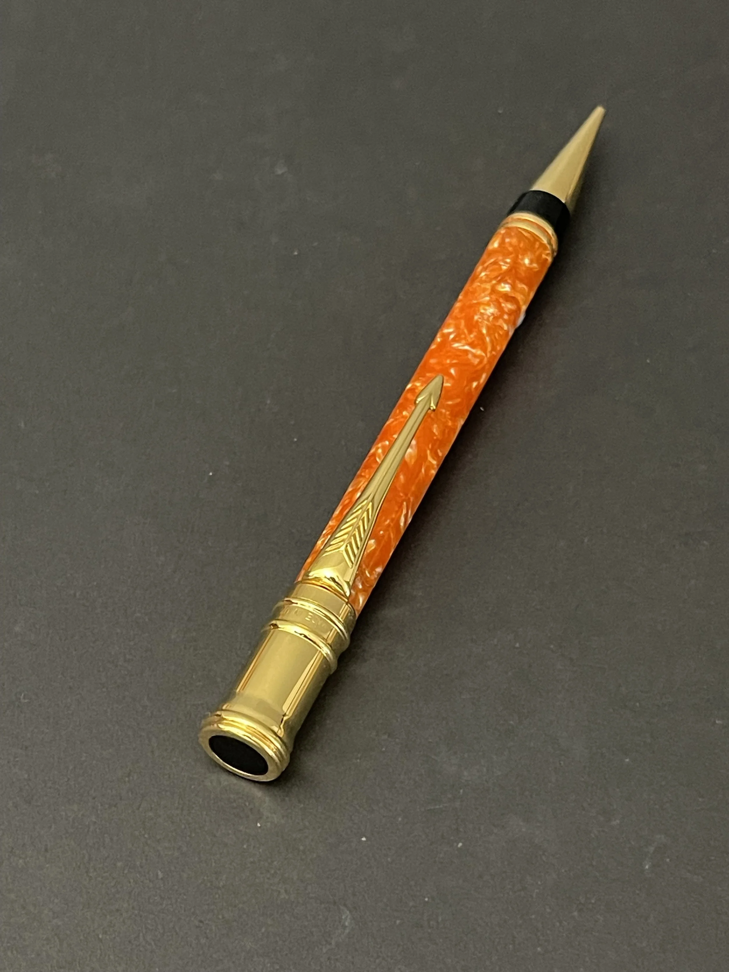 Very Rare Parker Duofold Marble Orange Fountain Pen, Pencil and a 